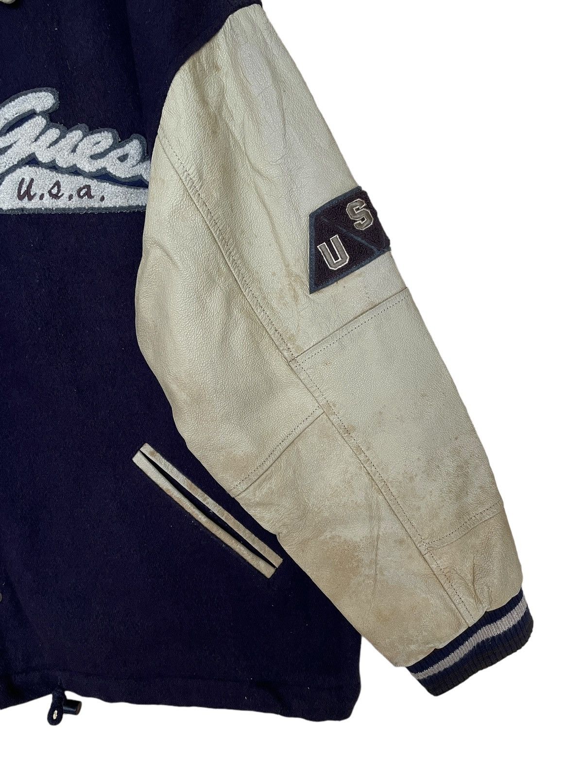Guess Vintage Brand Guess Leather Varsity Jacket Made in Usa 1990s Size US XL / EU 56 / 4 - 4 Thumbnail