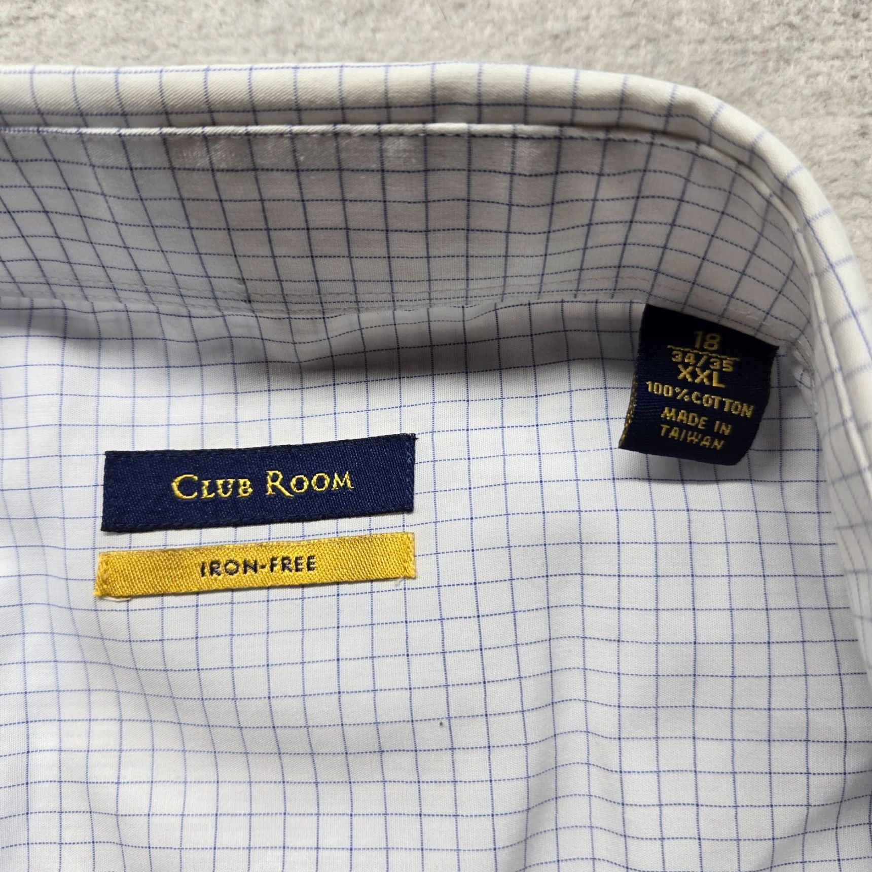 Club Room Club Room Shirt Adult XXl White Check Long Sleeve Button-Up Casual, Business, Workwear, Plaid Men’s Size 2XL Size US XXL / EU 58 / 5 - 3 Thumbnail
