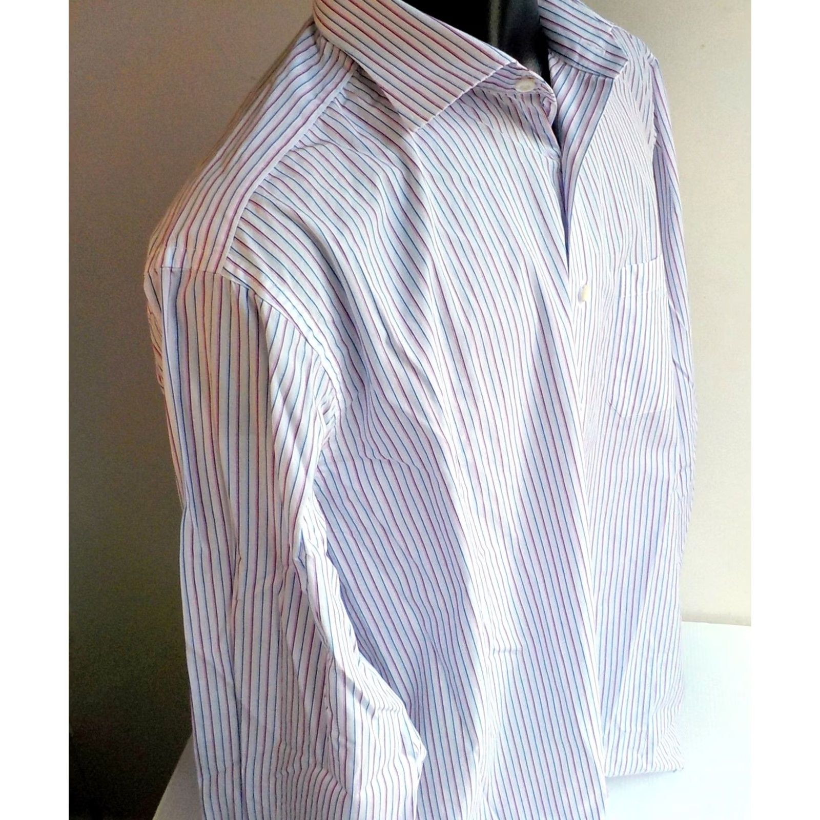 Robert Talbott VINTAGE Robert Talbott LS Striped Shirt 17 White Pink Blue Men Shirt Long Sleeve Size 17 Regular Cotton Size US XL / EU 56 / 4 - 3 Thumbnail