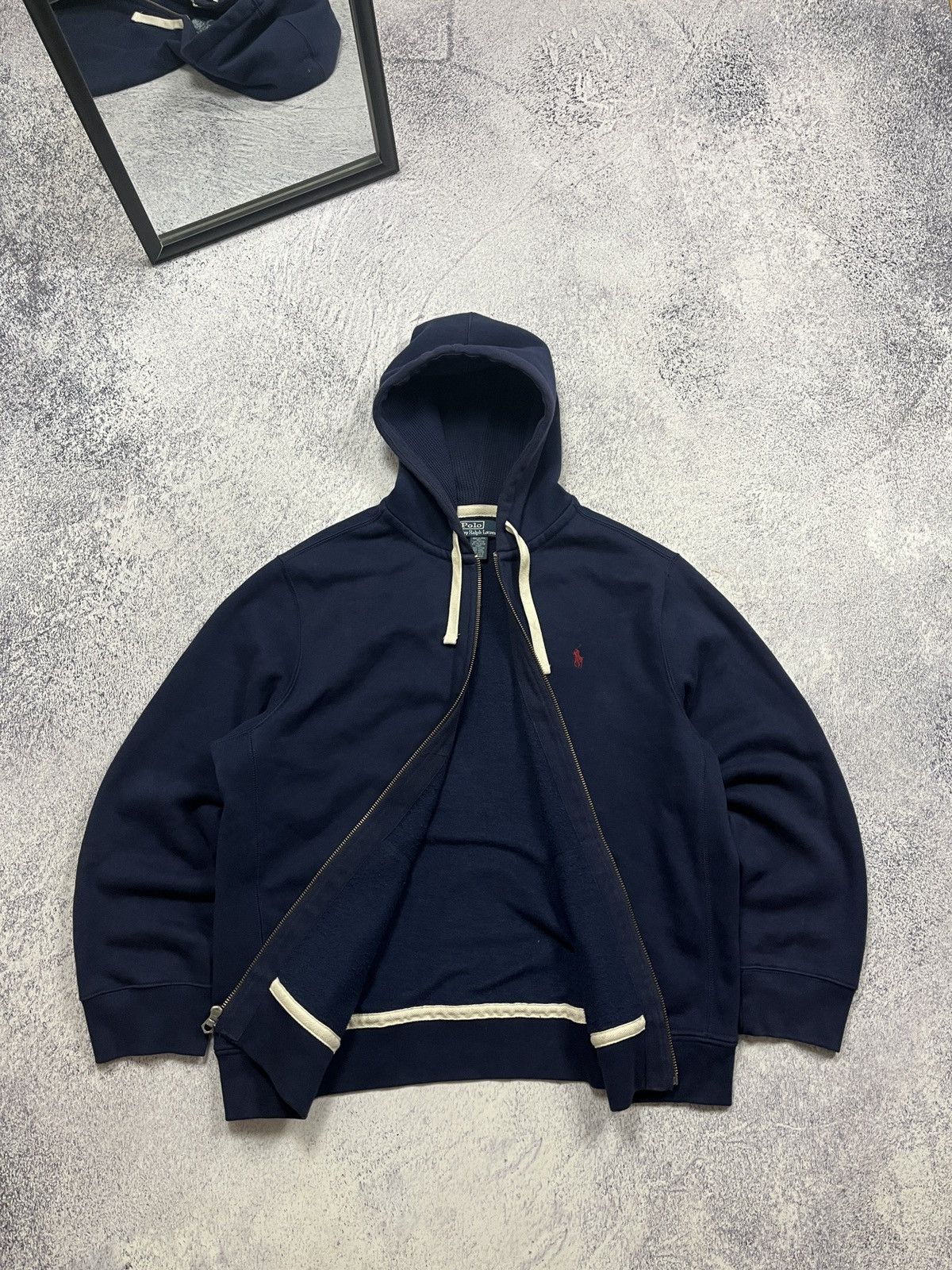 Polo Ralph Lauren × Vintage Polo Ralph Lauren Vintage Y2k Navy Red Pony Zip Hoodie Rare Size US XXL / EU 58 / 5 - 4 Thumbnail