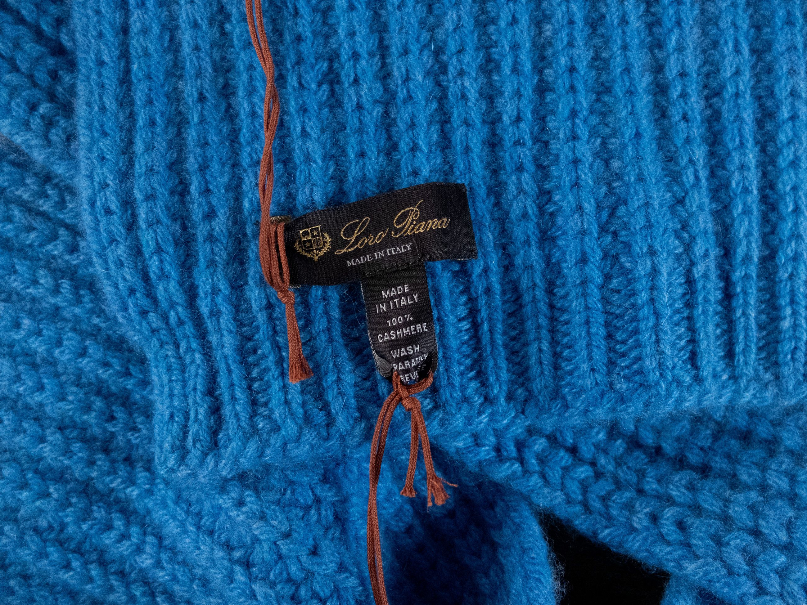 Loro Piana LORO PIANA Davenport blue ribbed knit soft cashmere scarf Size ONE SIZE - 3 Thumbnail
