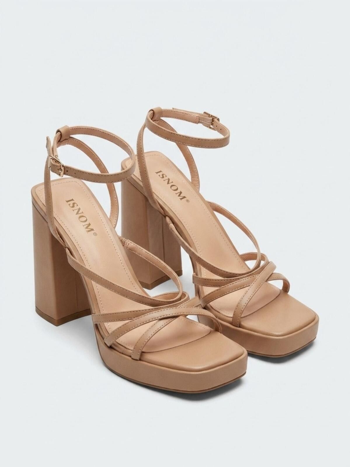 Insomnia Visuals ISNOM Strappy Block Heel Sandals in Tan Size US 11 / IT 41 - 1 Thumbnail