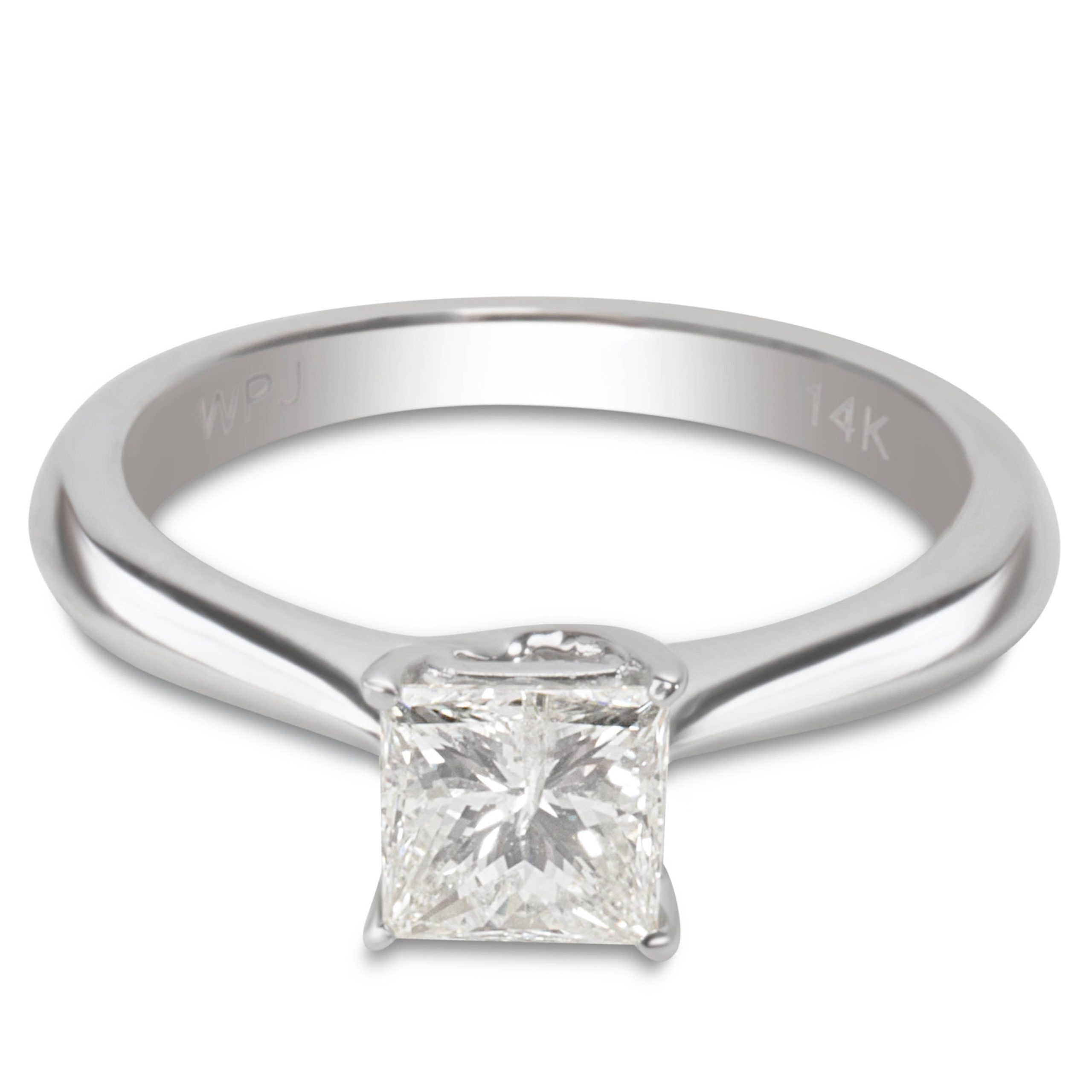 image of Tiffany Co Princess Diamond Solitaire Engagement Ring In 14K Gold (1.00 Ctw), Women's