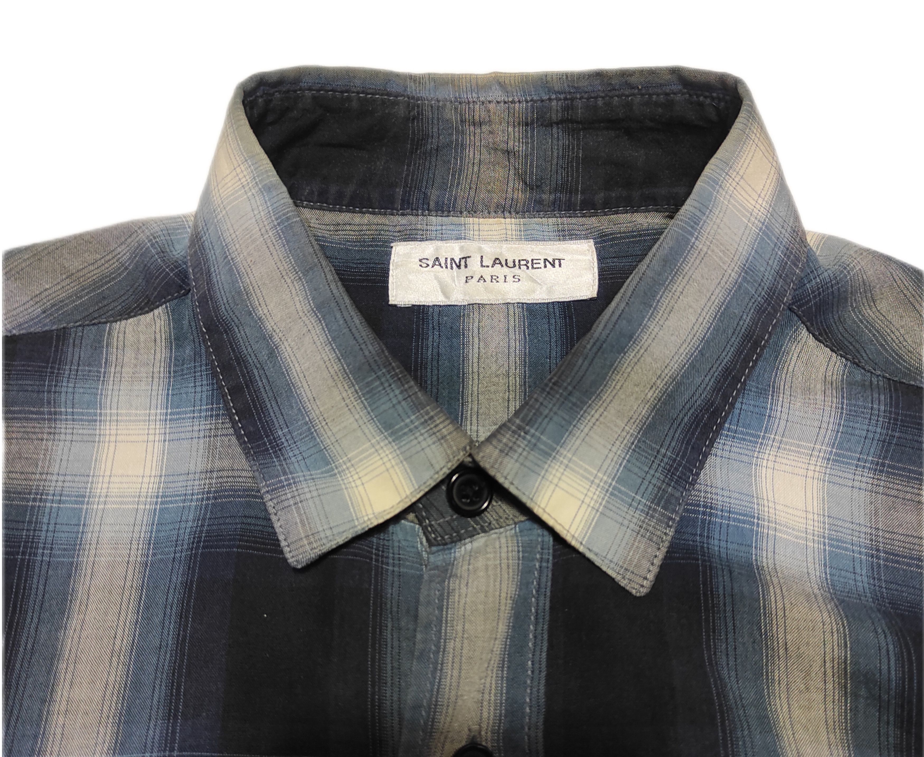 Saint Laurent Paris Beautiful Blu patern Saint Laurent Shirt Size US M / EU 48-50 / 2 - 2 Thumbnail