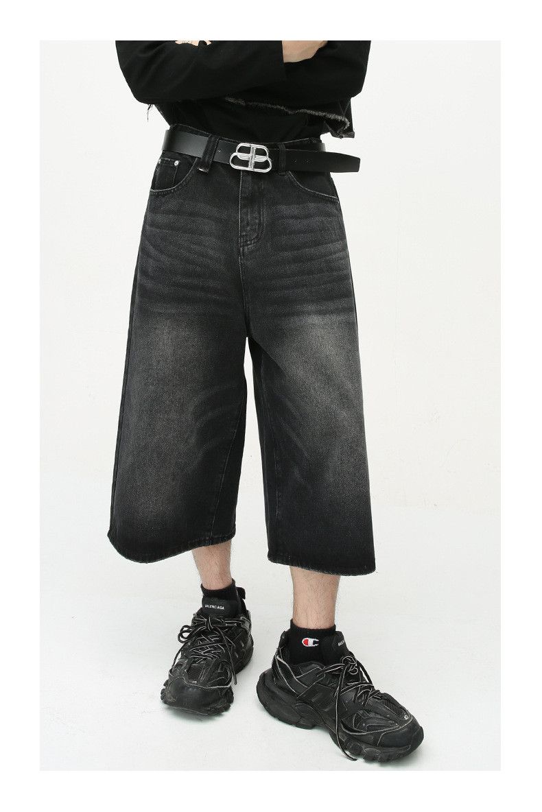 Japanese Brand × Jean Loose wide-leg vintage distressed flared denim shorts Size US 32 / EU 48 - 1 Thumbnail