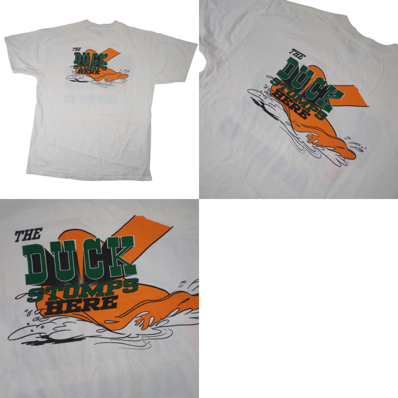 Vintage VINTAGE 1993 University of Oregon Ducks Quack Attack Kickoff Front/back T Shirt Men XL White Size US XL / EU 56 / 4 - 8 Thumbnail