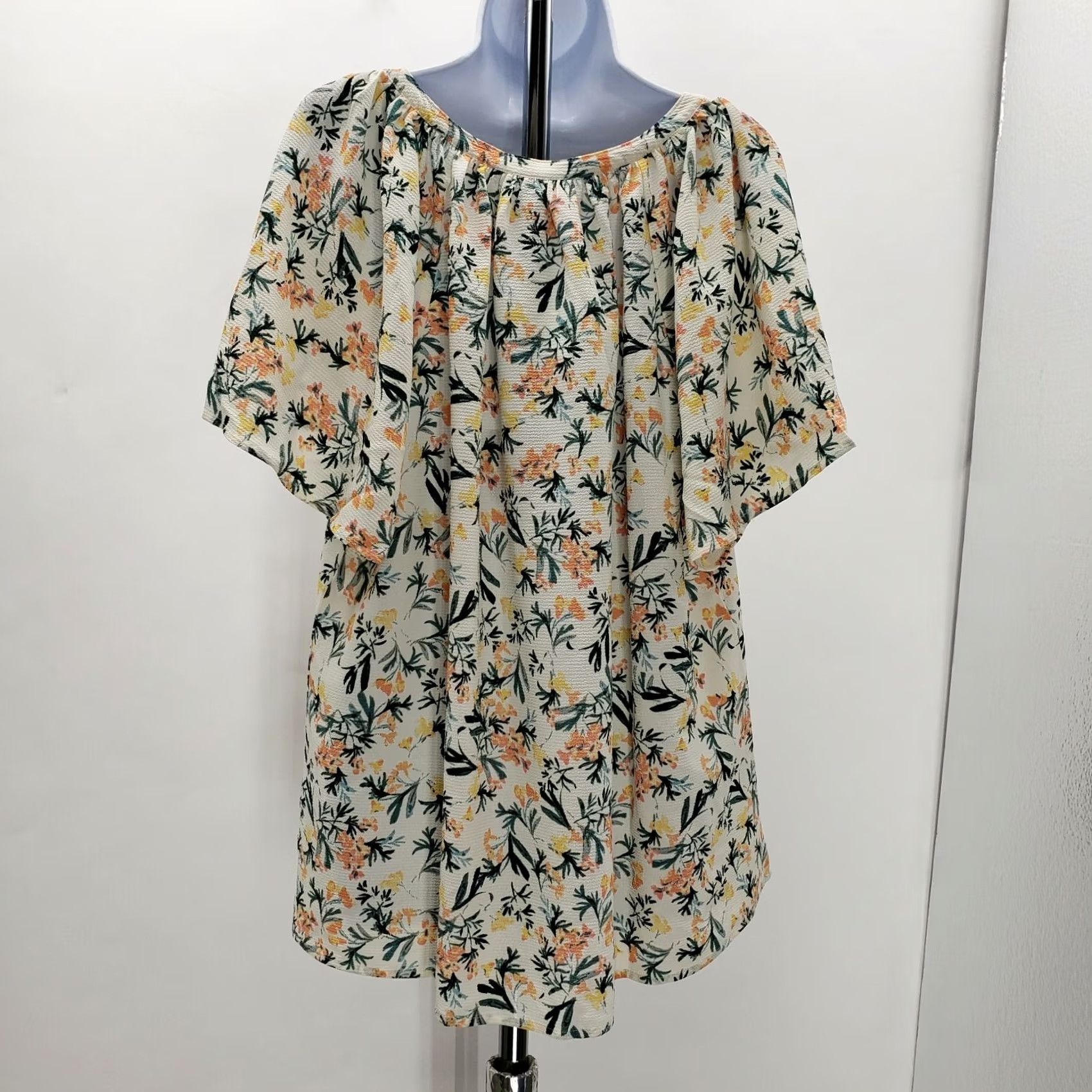 Vintage Bobeau floral blouse Size 1X Womens NEW V-neck shorts sleeve Size XL / US 12-14 / IT 48-50 - 2 Thumbnail
