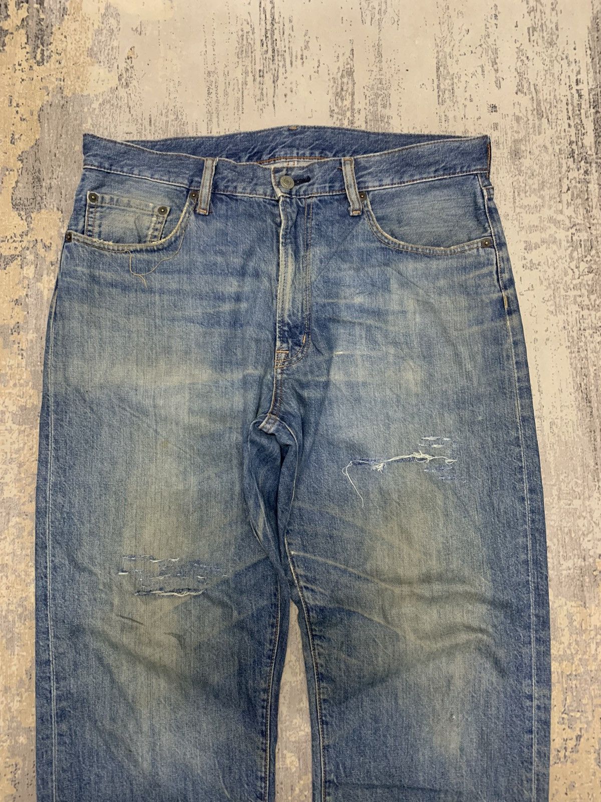 Japanese Brand Distressed Denim Japanese GU Vintage Jeans 34x29 Size US 34 / EU 50 - 2 Thumbnail