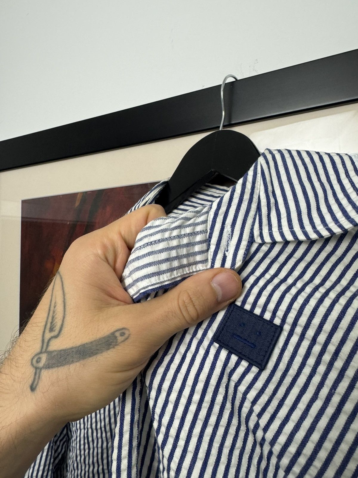 Acne Studios Acne Studios Fairview Face Mini Logo Stripes Shirt Button Up Size US M / EU 48-50 / 2 - 4 Thumbnail