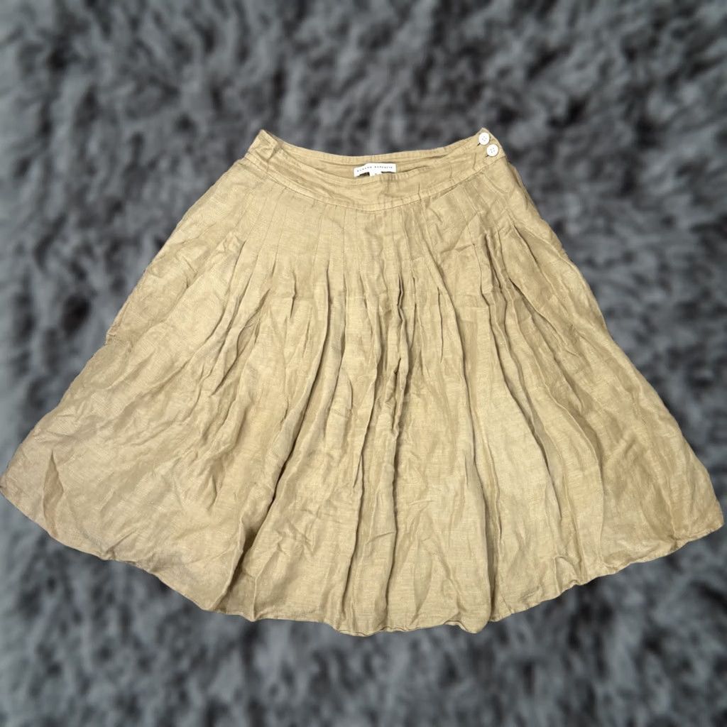 Banana Republic Banana Republic Skirt Womens 0 Gold A Line Pleated Silk Linen Boho Evening Wedding Party/Cocktail Casual Workwear Vintage No Size 25" / US 0 / IT 36 - 1 Thumbnail