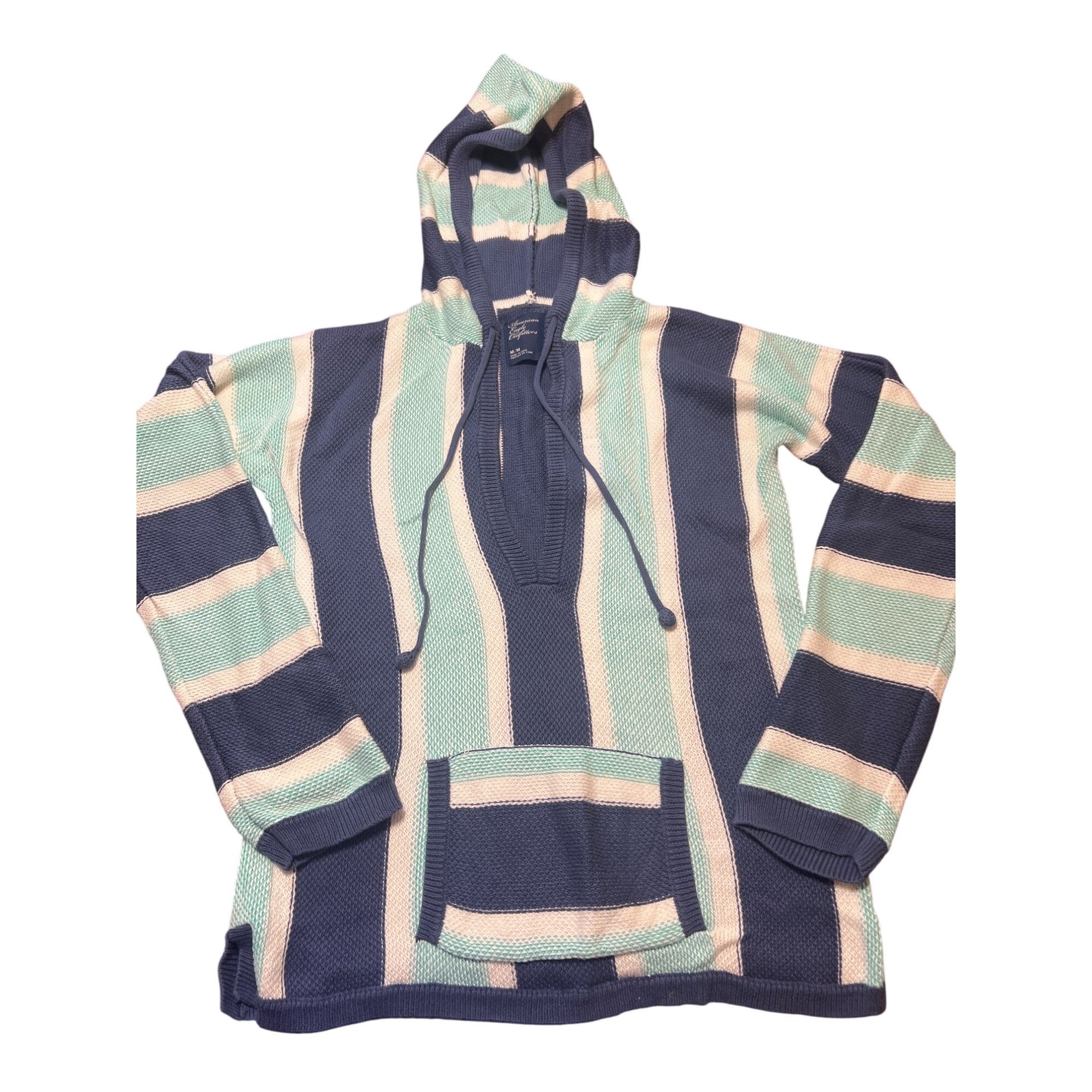American Eagle Outfitters American Eagle Outfitters Striped Knit Hoodie Pullover Sweat Size US M / EU 48-50 / 2 - 1 Thumbnail