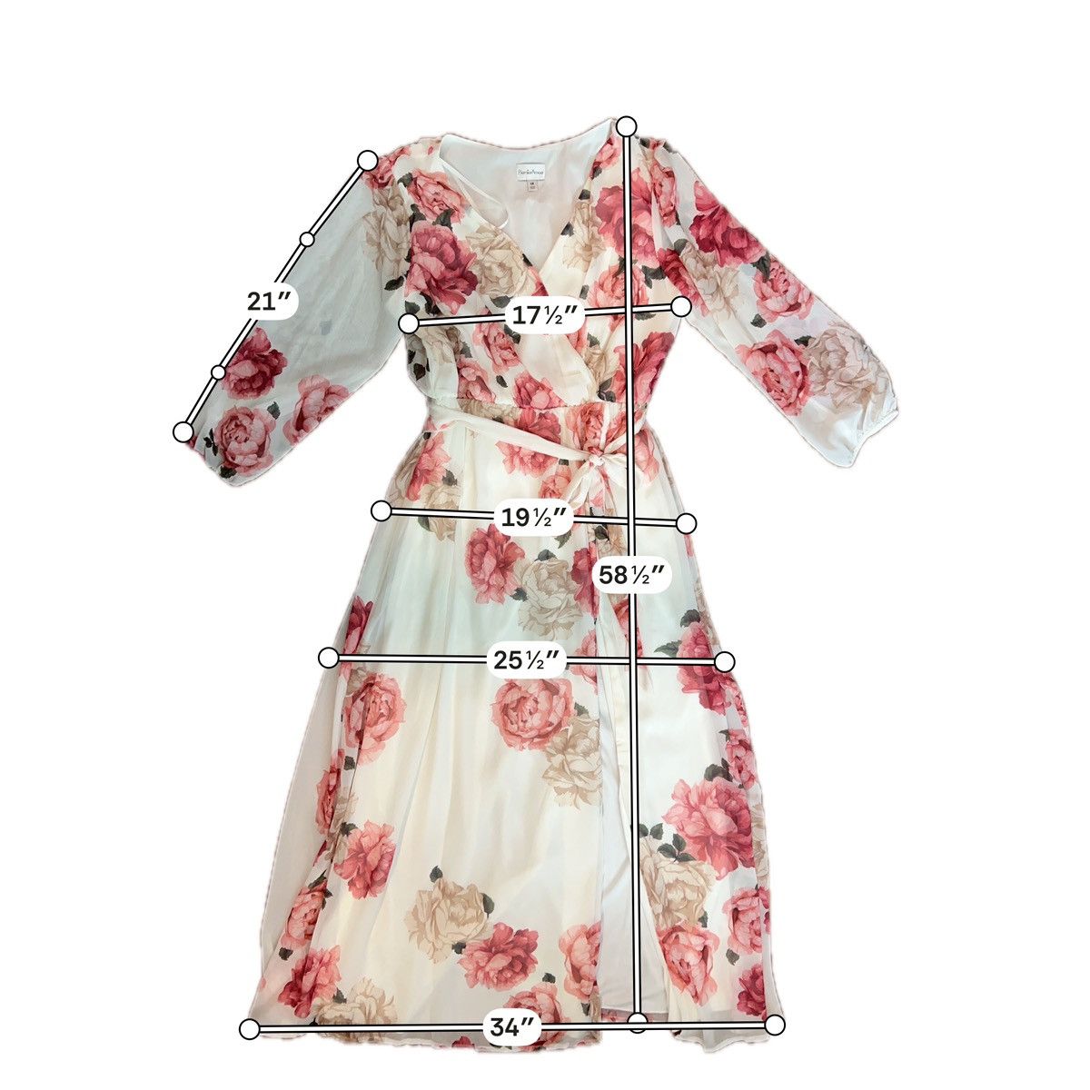 Other Premier Amour White Pink Floral Wrap Maxi Dress Size 16 Size XXL / US 16-18 / IT 52-54 - 8 Thumbnail