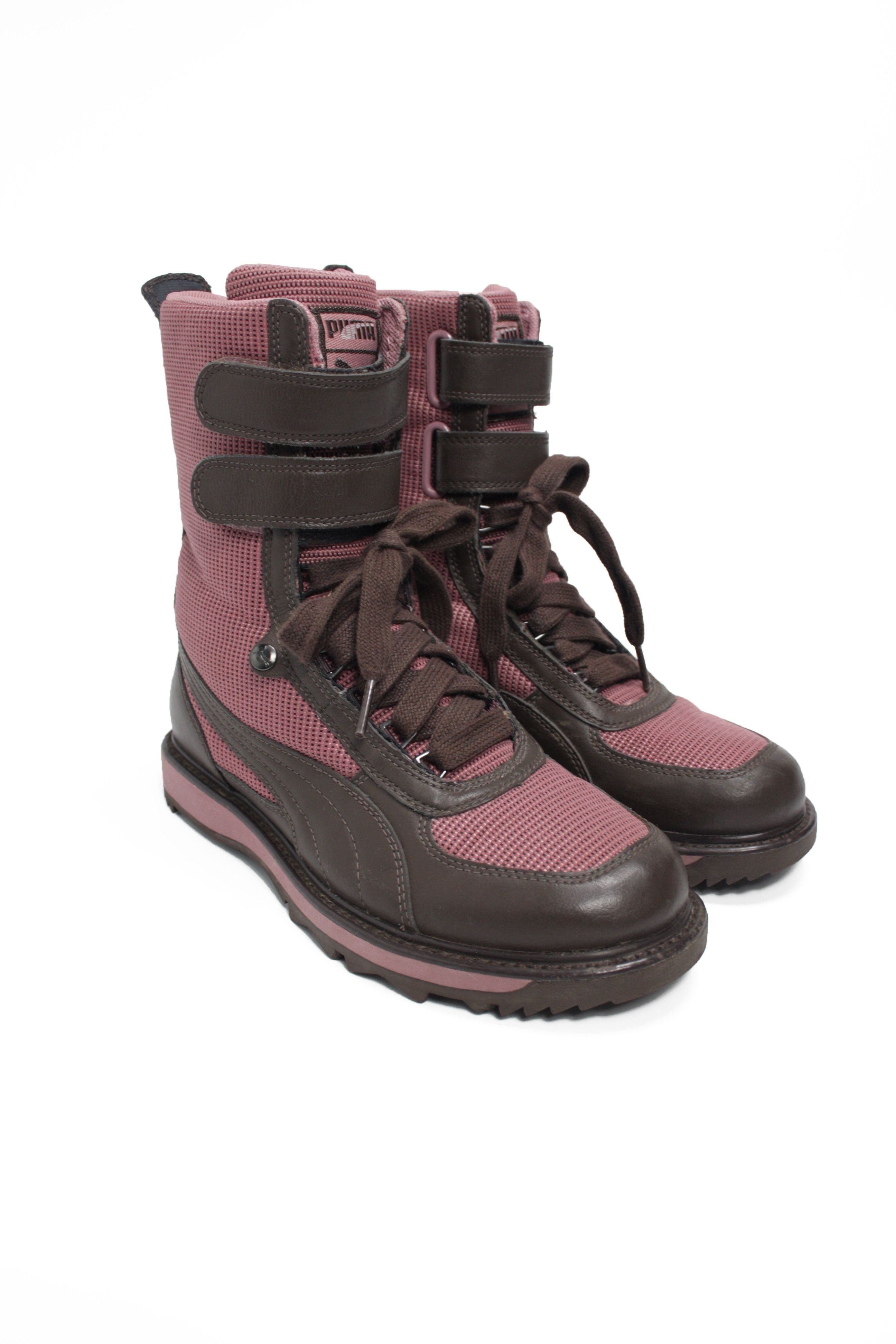 Puma 2000s Vintage Leather Fleece Lined Boots Y2K