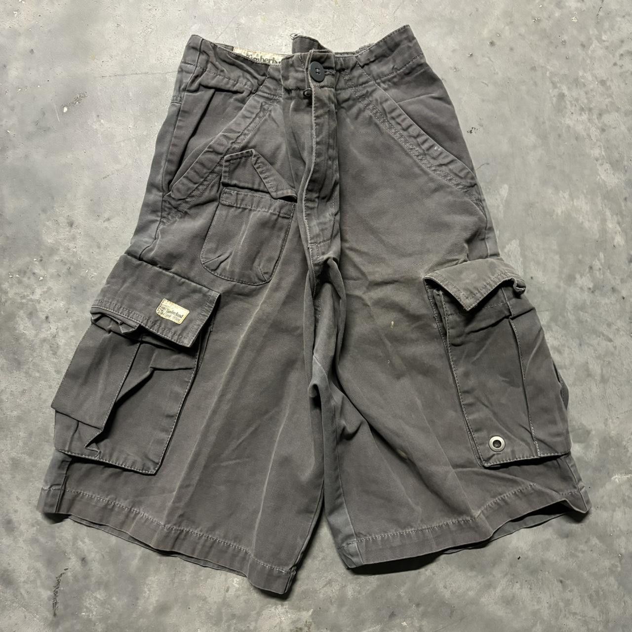 Timberland × Vintage Crazy Vintage Y2K/2000s Baggy Grunge Grey Timberland Skater Cargo Shorts! Size US 33 - 1 Thumbnail