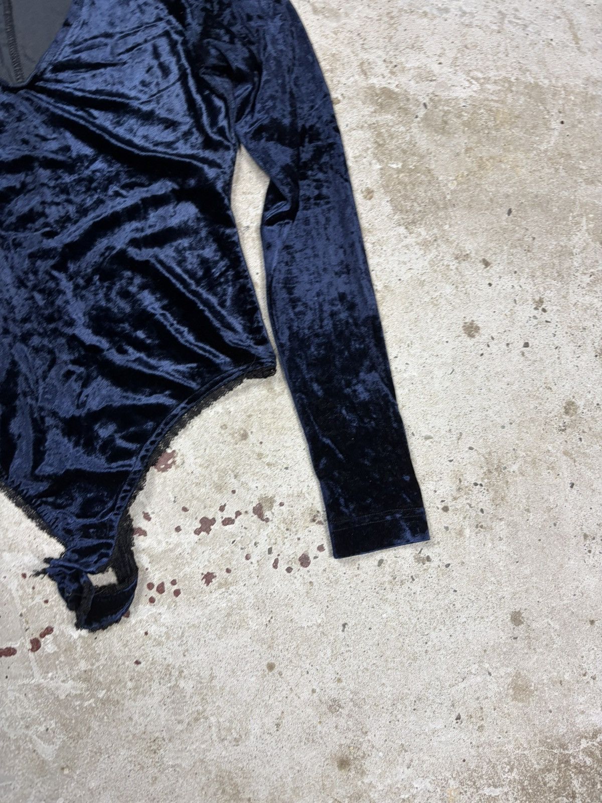 Jil Sander Vintage 90s Jil Sander + Navy Velvet V Neck Body Top Size M / US 6-8 / IT 42-44 - 4 Thumbnail