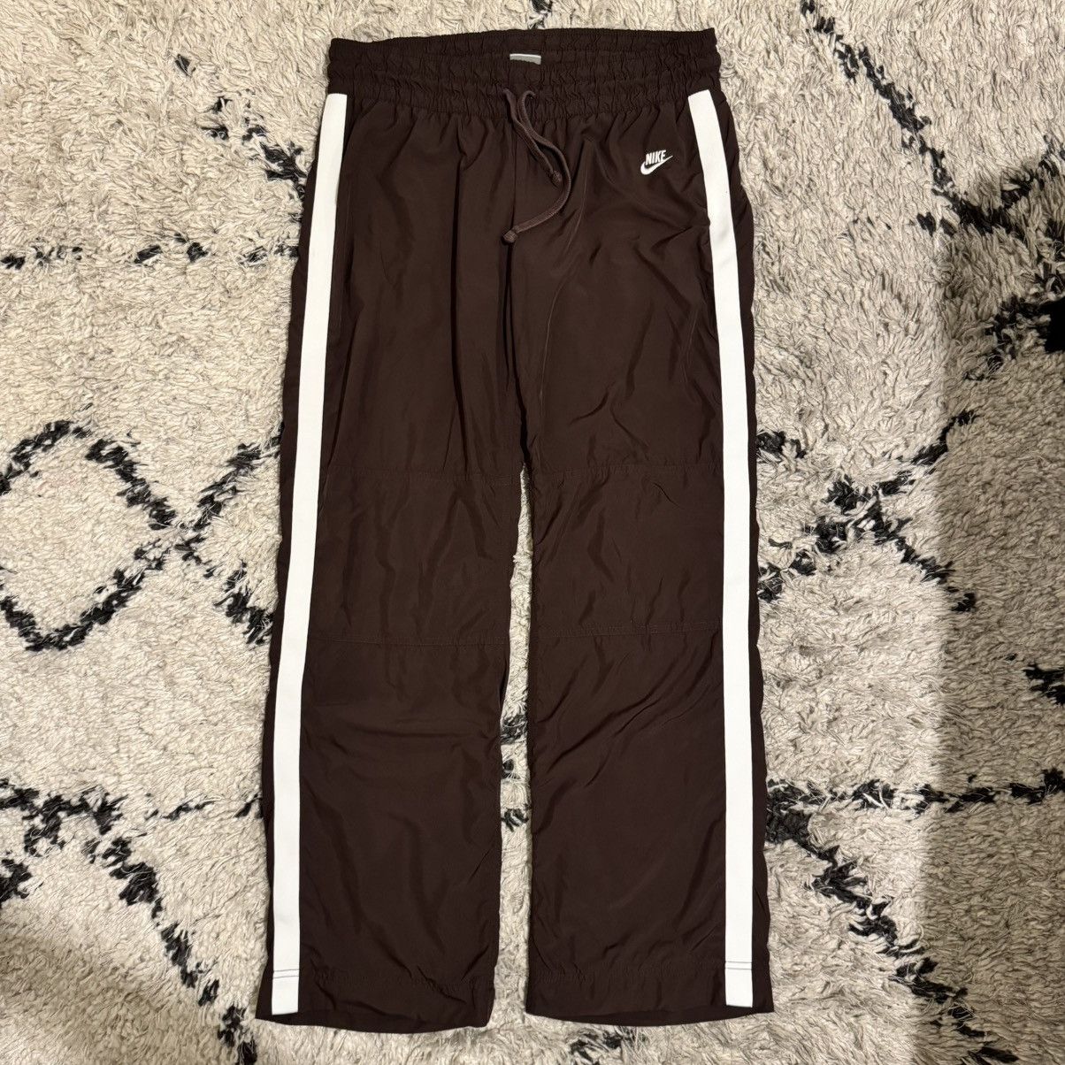 Nike Vintage nylon Nike brown/white track pants Size US 34 / EU 50 - 1 Thumbnail