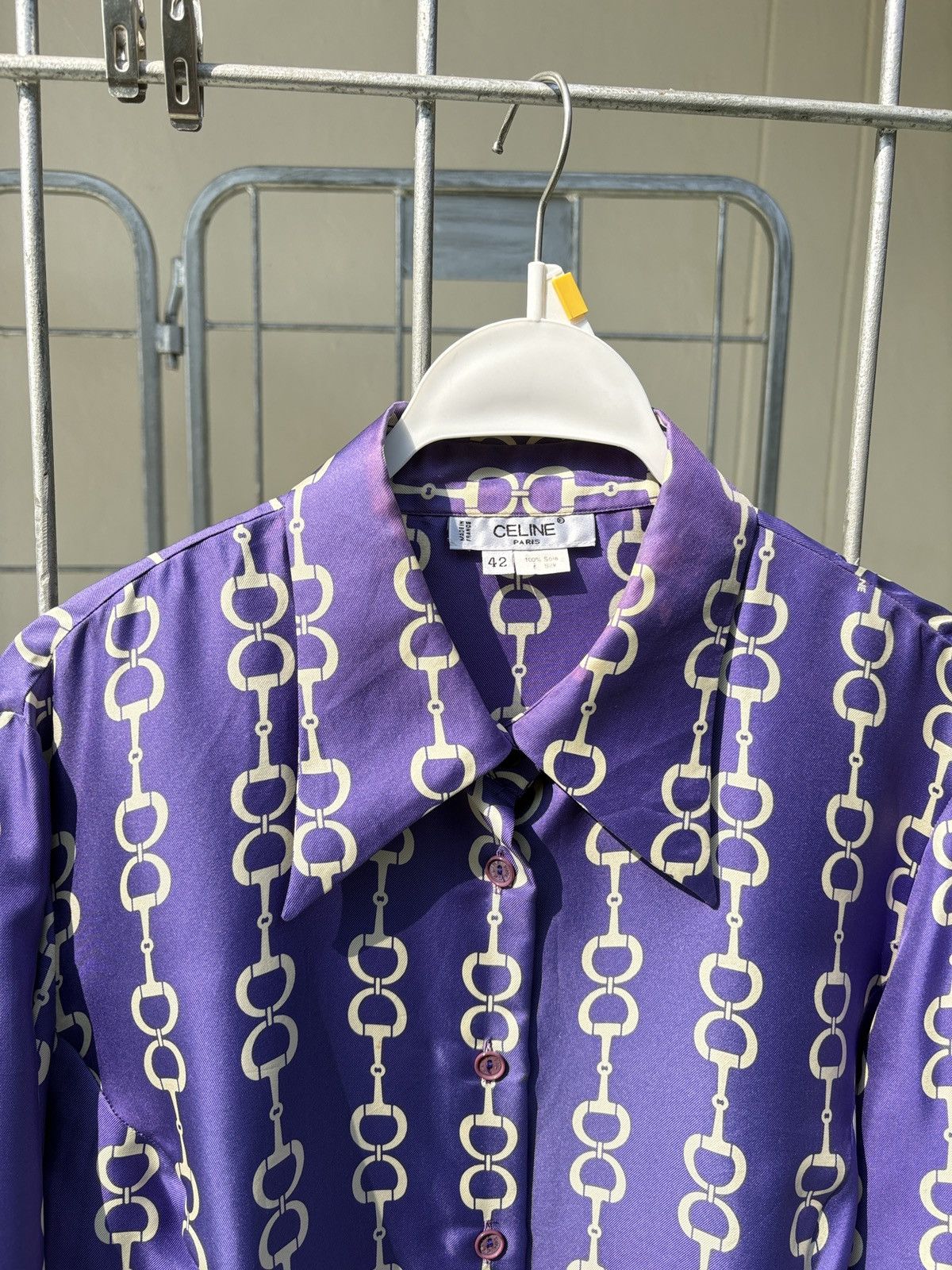 Celine Celine horsebit purple silk shirt Size M / US 6-8 / IT 42-44 - 2 Thumbnail