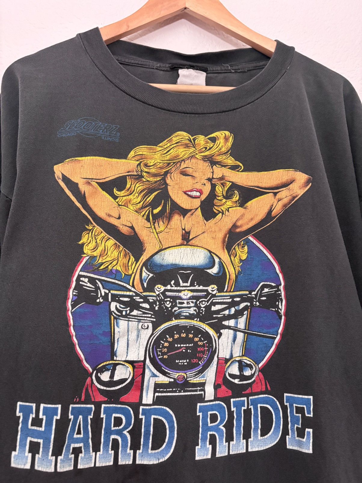 Vintage 90’s Harley Davidson Hard Ride Vintage Pin up Girl Tee Size US XL / EU 56 / 4 - 2 Thumbnail