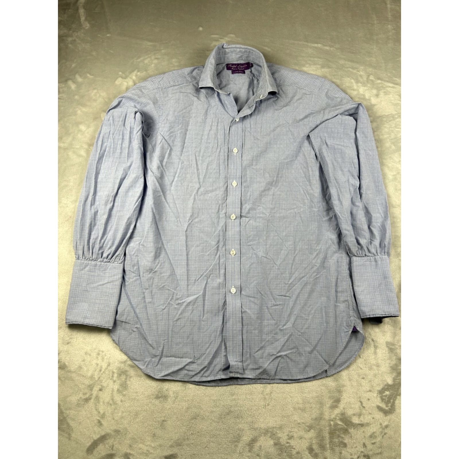 Ralph Lauren Ralph Lauren Purple Label Shirt Mens 17.5 32 Blue Gray Plaid Made England Dress Shirt Size 48R - 2 Thumbnail