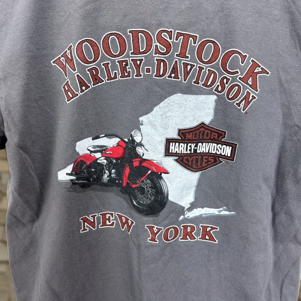 Harley Davidson Harley-Davidson T-Shirt Mens Medium Gray Graphic Print Woodstock New York Motorcycle Biker Tee Shirt Size US M / EU 48-50 / 2 - 1 Thumbnail