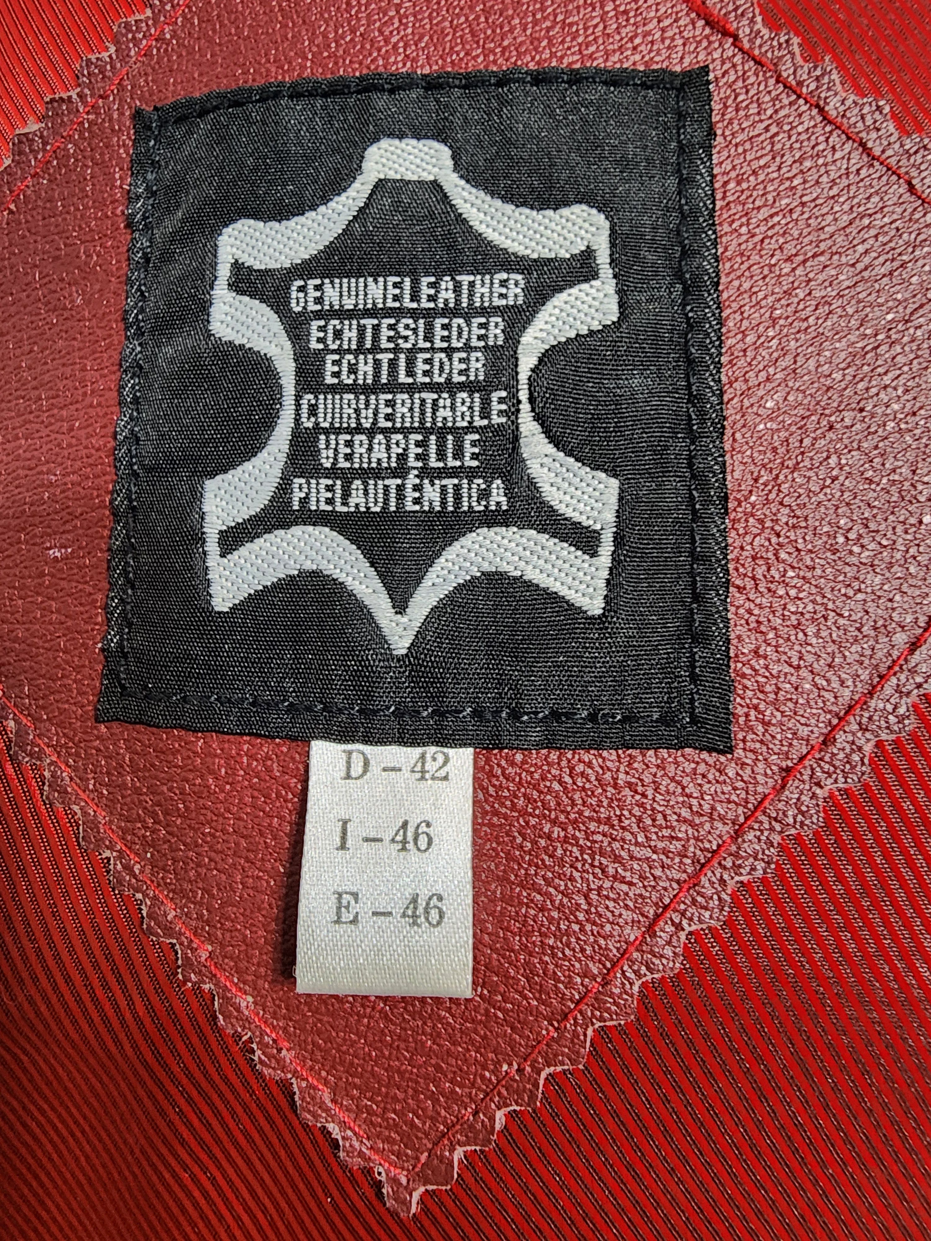 Genuine Leather Red Leather Women's Jacket: Sporty Leather with Metal Zipper Size L / US 10 / IT 46 - 9 Thumbnail