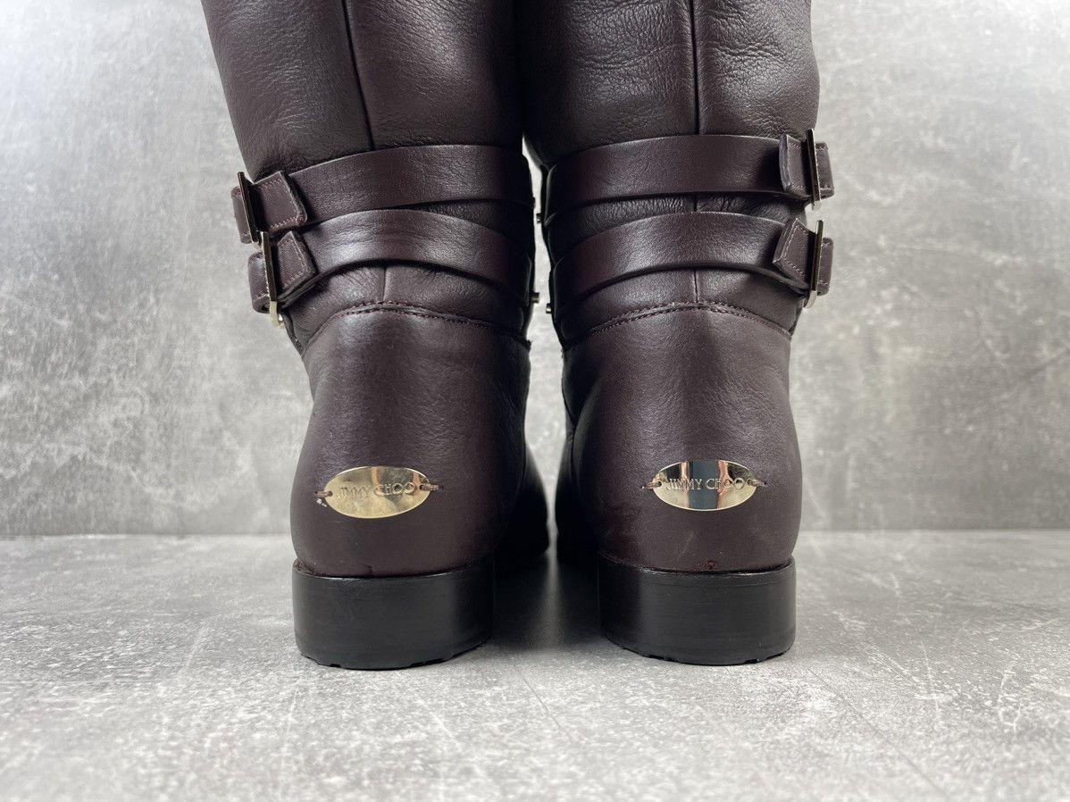 Jimmy Choo Jimmy Choo Belted Hight Shearling Leather Burgundy Boots Size US 7 / IT 37 - 10 Thumbnail
