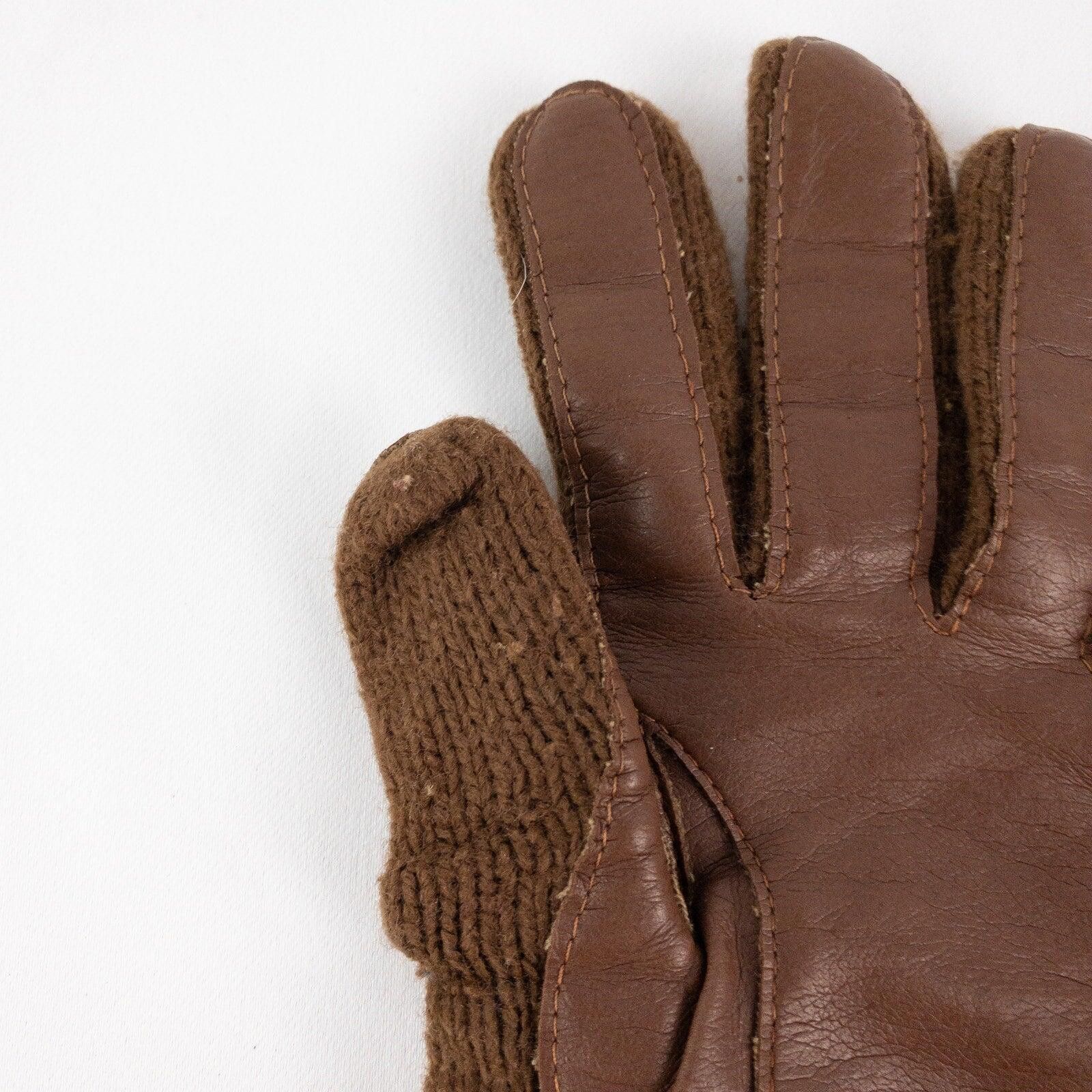 Arts & Science Aris Vintage Brown Knit Fabric Vinyl Gloves Womens One Size Size ONE SIZE - 3 Thumbnail