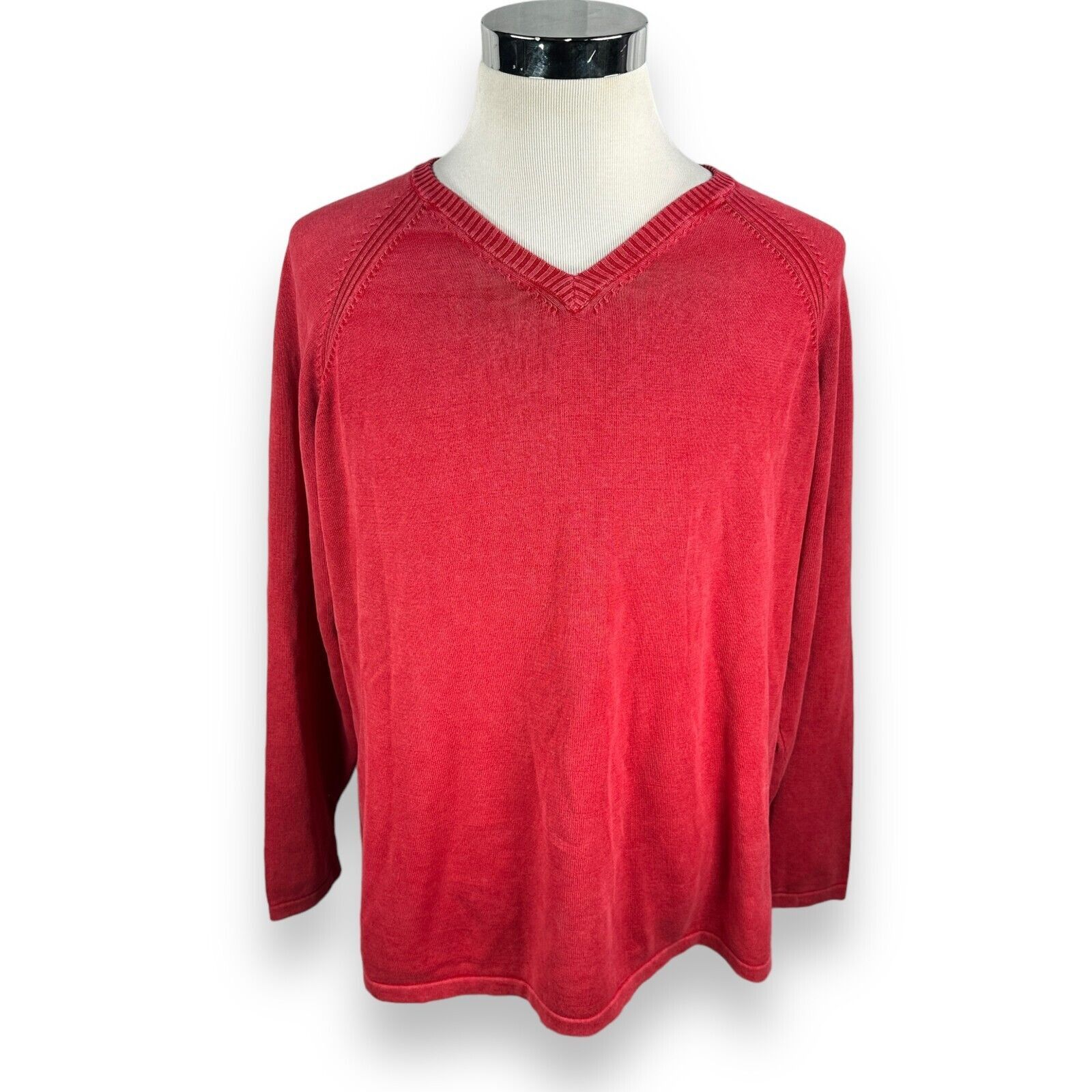 Raffi Raffi Sweater 2XL XXL 56 Red Knitted Cotton Raglan V-Neck Size US XXL / EU 58 / 5 - 1 Thumbnail