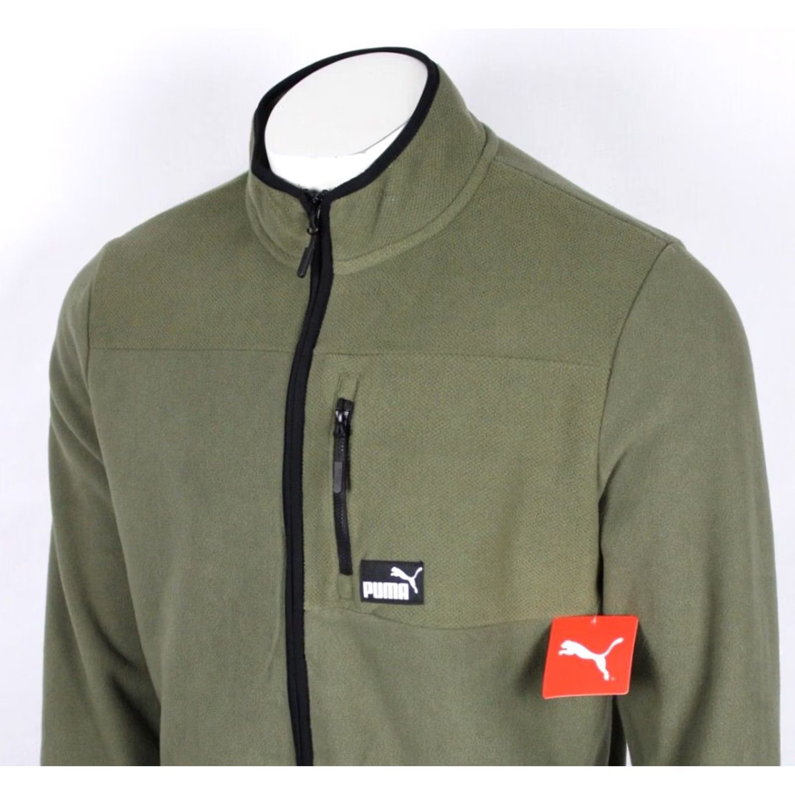 Puma Puma Men's Full Zip Jacket Polar Fleece Colorblocked M Medium Olive Green Size US M / EU 48-50 / 2 - 5 Thumbnail
