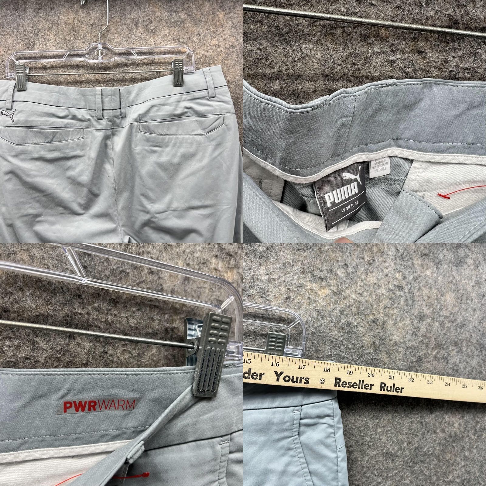 Puma Puma Pants Men 34x32 Gray Chino Pleated Casual PWRWARM Trousers Golf Straight 34 Regular Color Gray Mens Size US 34 / EU 50 - 8 Thumbnail