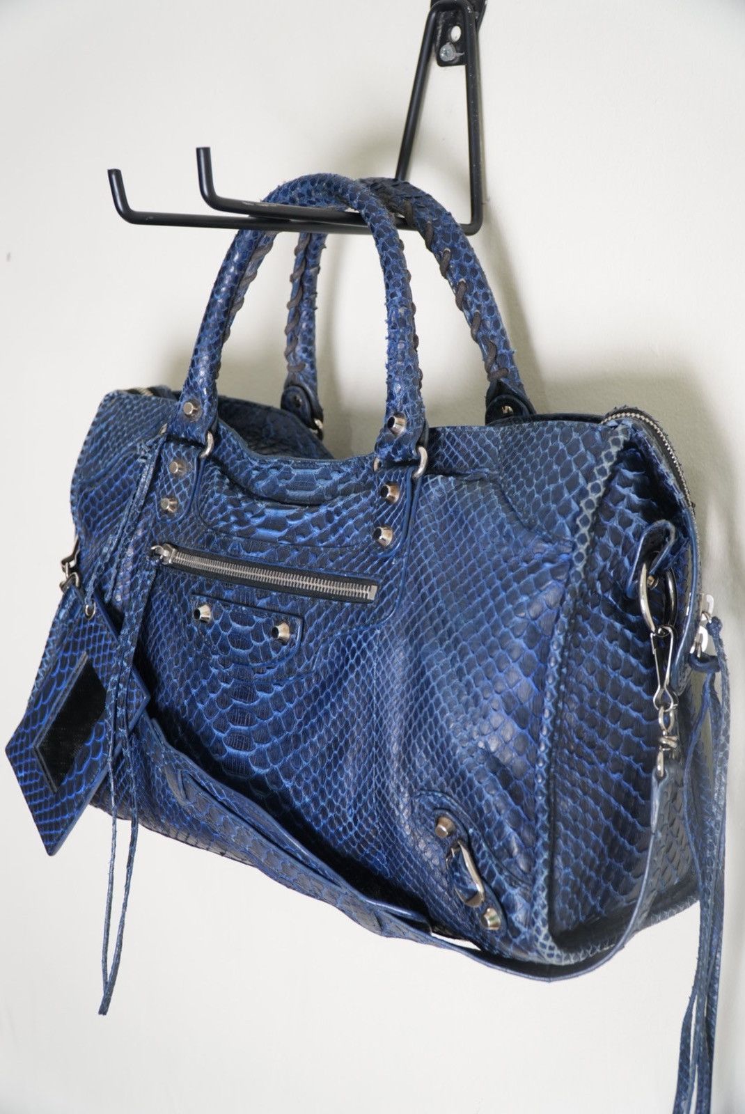 Balenciaga RARE Balenciga 2000’s Blue Python City Bag Size ONE SIZE - 4 Thumbnail