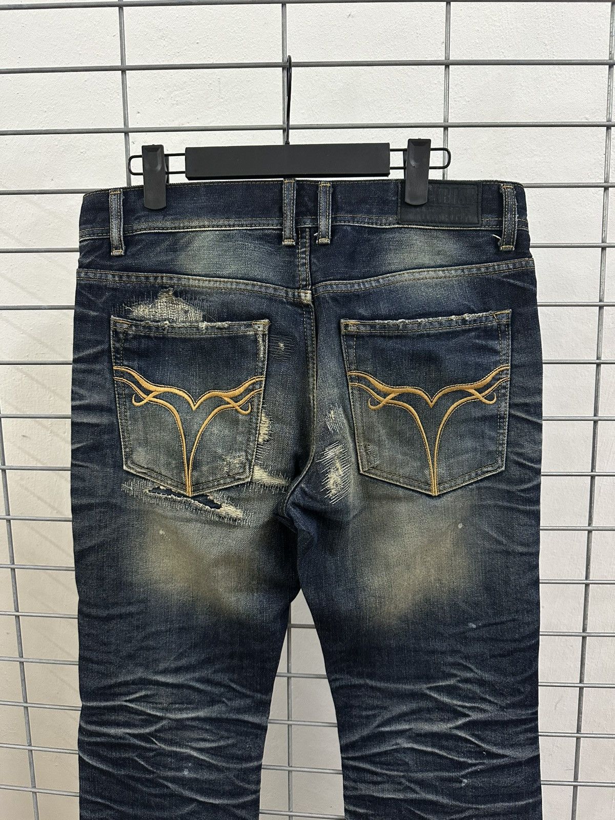 Isamu Katayama Backlash × JACKROSE × Japanese Brand Rare Beautiful Jack Rose Wash Boro Distressed Flared Denim Size US 31 - 11 Thumbnail
