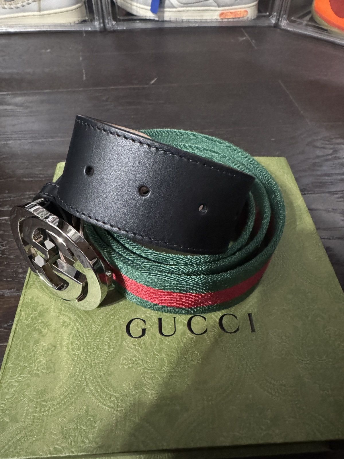 Gucci Gucci green and red web belt Size 38 - 5 Thumbnail