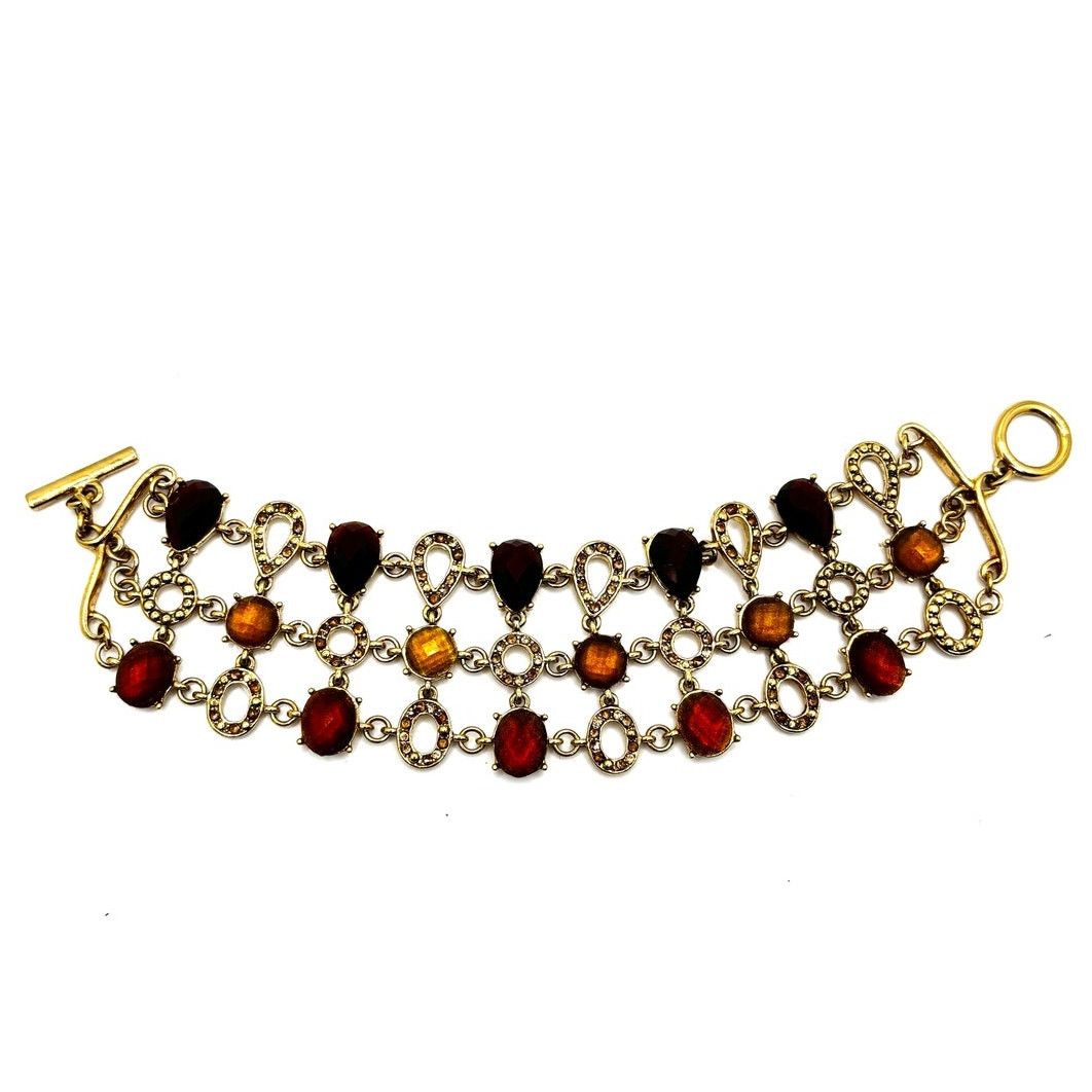Liz Claiborne LIZ CLAIBORNE Vintage Amber Multi Strand Toggle Bracelet Size ONE SIZE - 1 Thumbnail