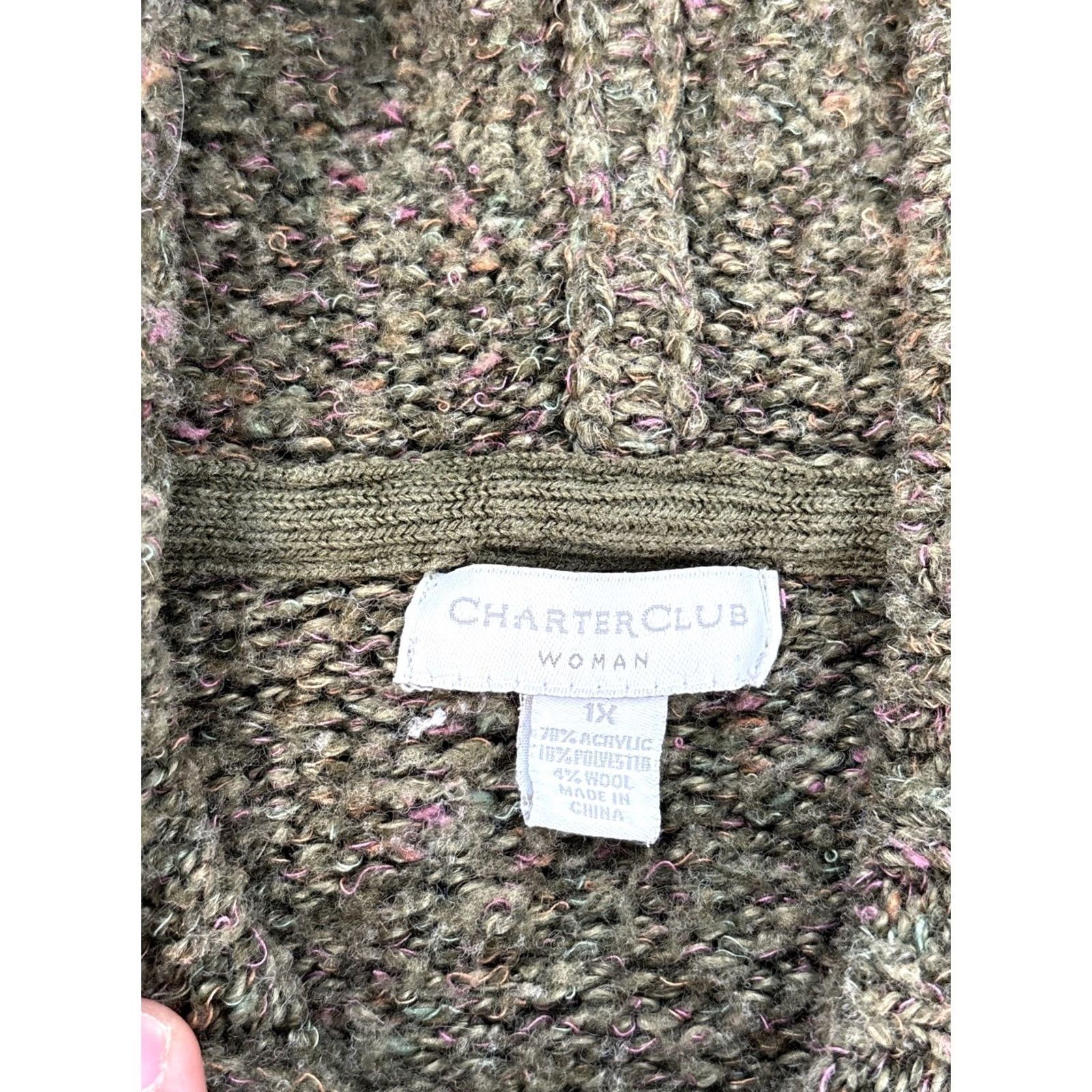 Charter Club Charter Club Cardigan Sweater Womens 1X Green Wool Knit Full Zip Knit Wool Cardigan 1X Womens Green Full Zip Size XL / US 12-14 / IT 48-50 - 4 Thumbnail