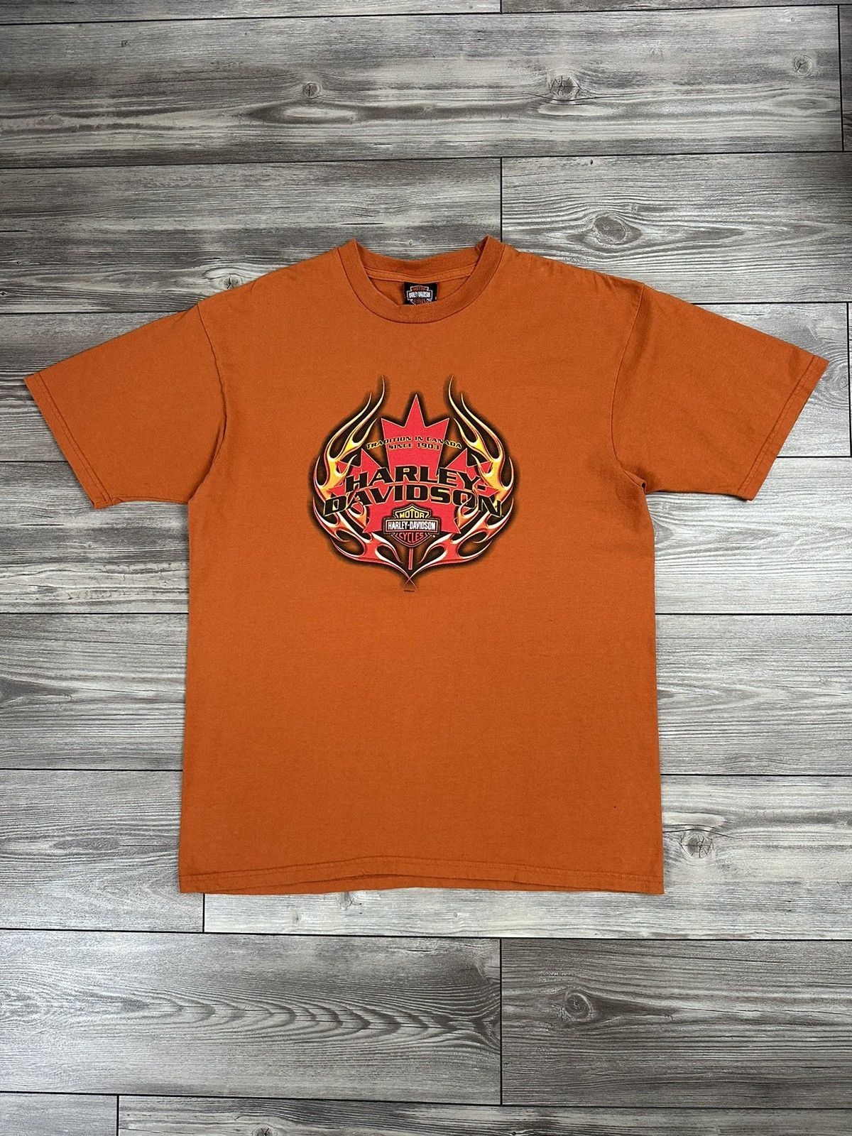 Harley Davidson × Vintage Y2K Harley Davidson Flaming Maple Leaf T Shirt Size US XL / EU 56 / 4 - 1 Thumbnail