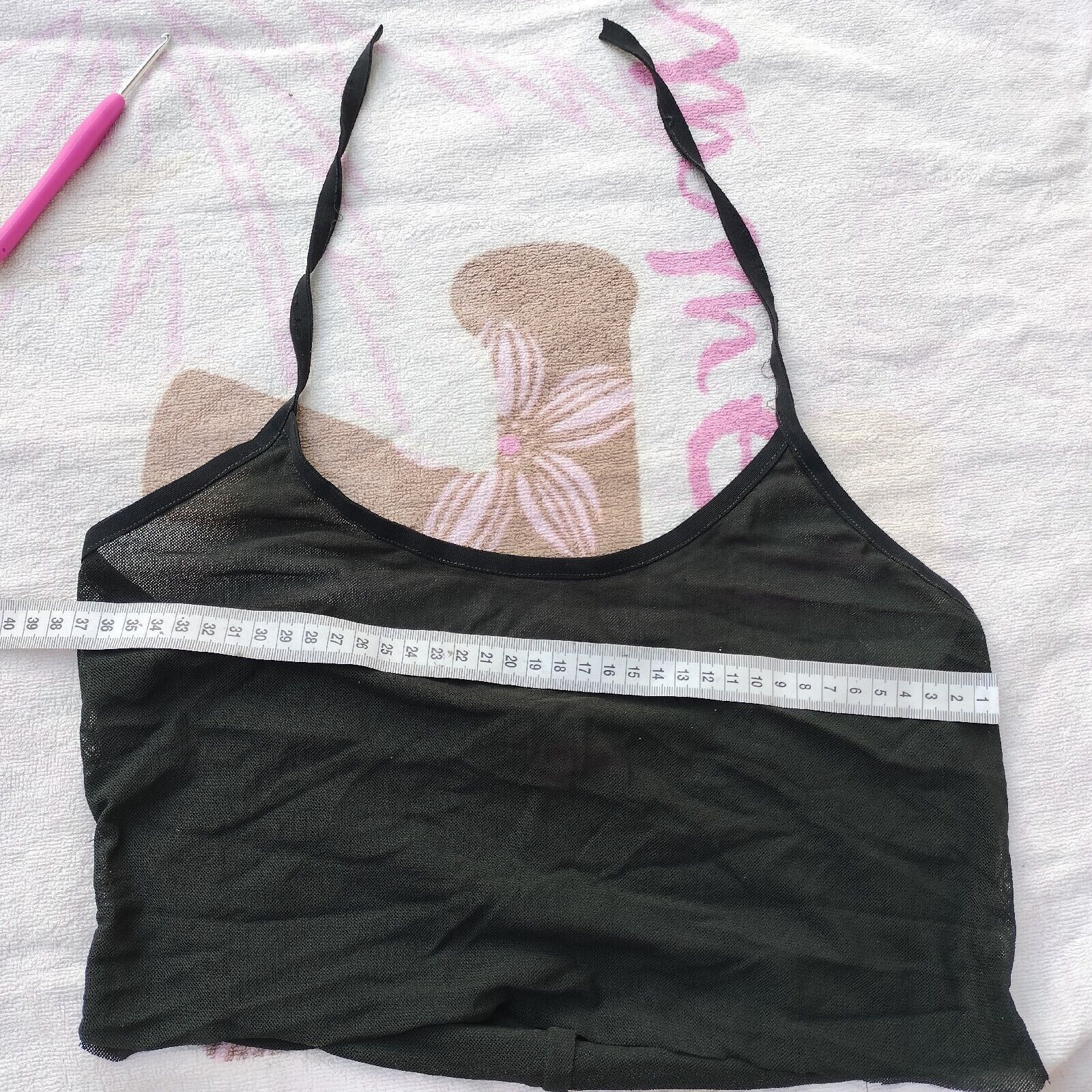 Designer Manning Cartell Upcycled Crop Top Black Halter Mesh Size M / US 6-8 / IT 42-44 - 8 Thumbnail