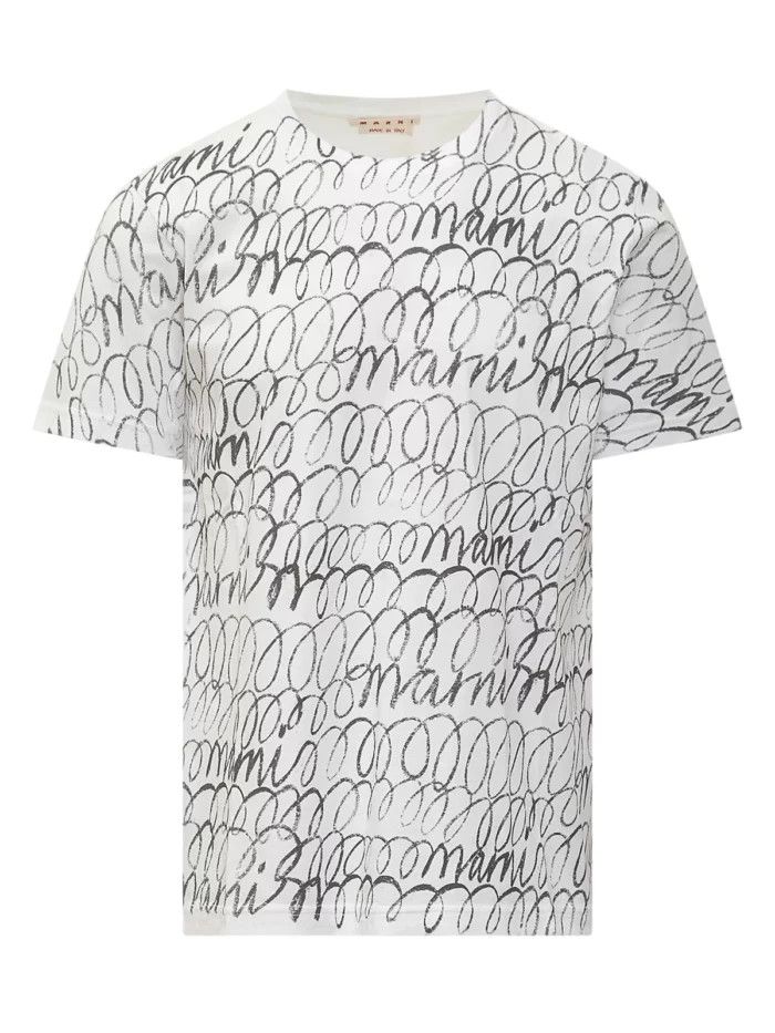 o1w1db1em1224 Scribbled Organic T-Shirt in White Black