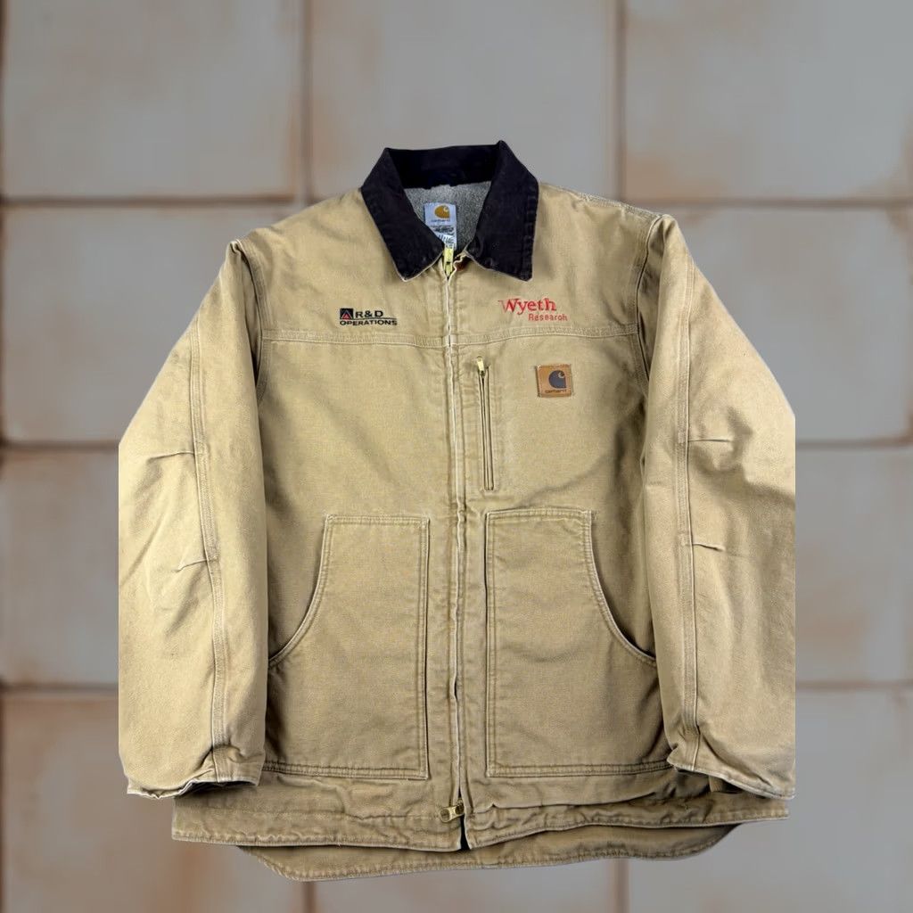 Carhartt Carhartt Jacket Mens XL Sandstone Ridge Canvas Bomber Zip Sherpa Lined Brown C61 CML Size US XL / EU 56 / 4 - 1 Thumbnail