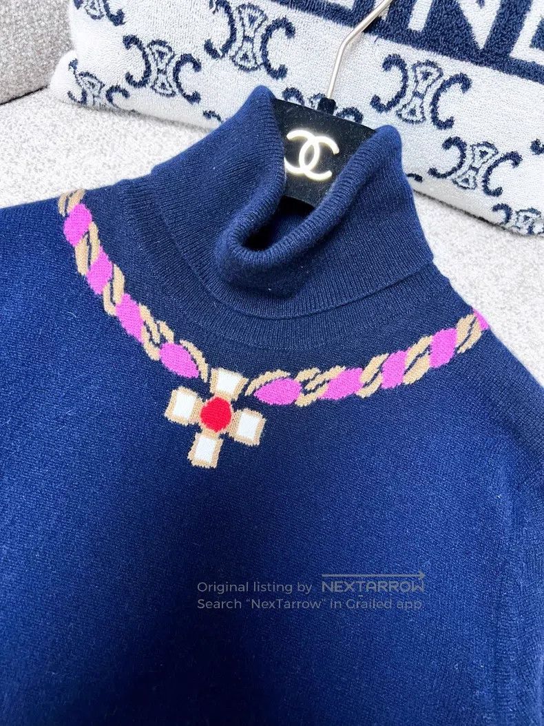 Chanel Chanel Neckline pink gemstone necklace high collar knitted Size XS / US 0-2 / IT 36-38 - 4 Thumbnail