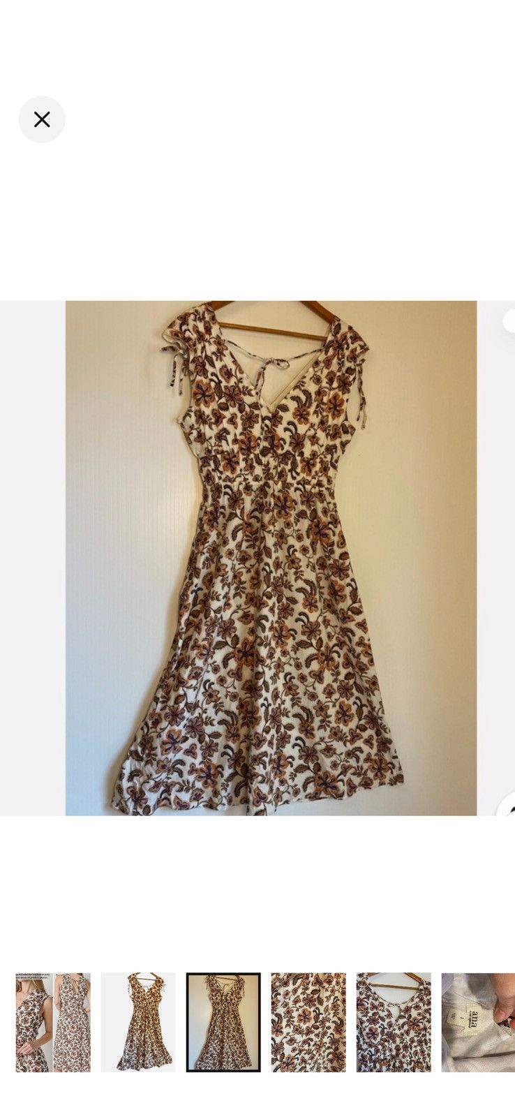 Other Boho Peasant Floral Midi Dress Deep V neck Smocked Bodice Size S / US 4 / IT 40 - 3 Thumbnail