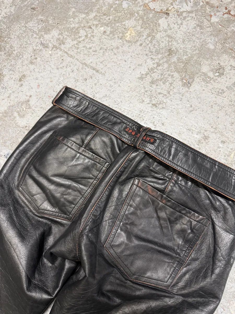Jean Paul Gaultier 1990s Jean Paul Gaultier Black Belted Biker Leather Pants Size US 30 / EU 46 - 8 Thumbnail