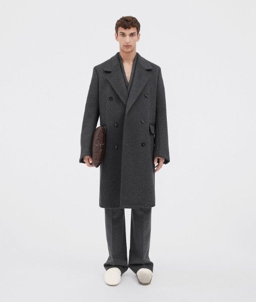 Bottega Veneta o1loc1c0824 713673 Curved Sleeves Double Face Wool Coat Grey Size US M / EU 48-50 / 2 - 4 Thumbnail