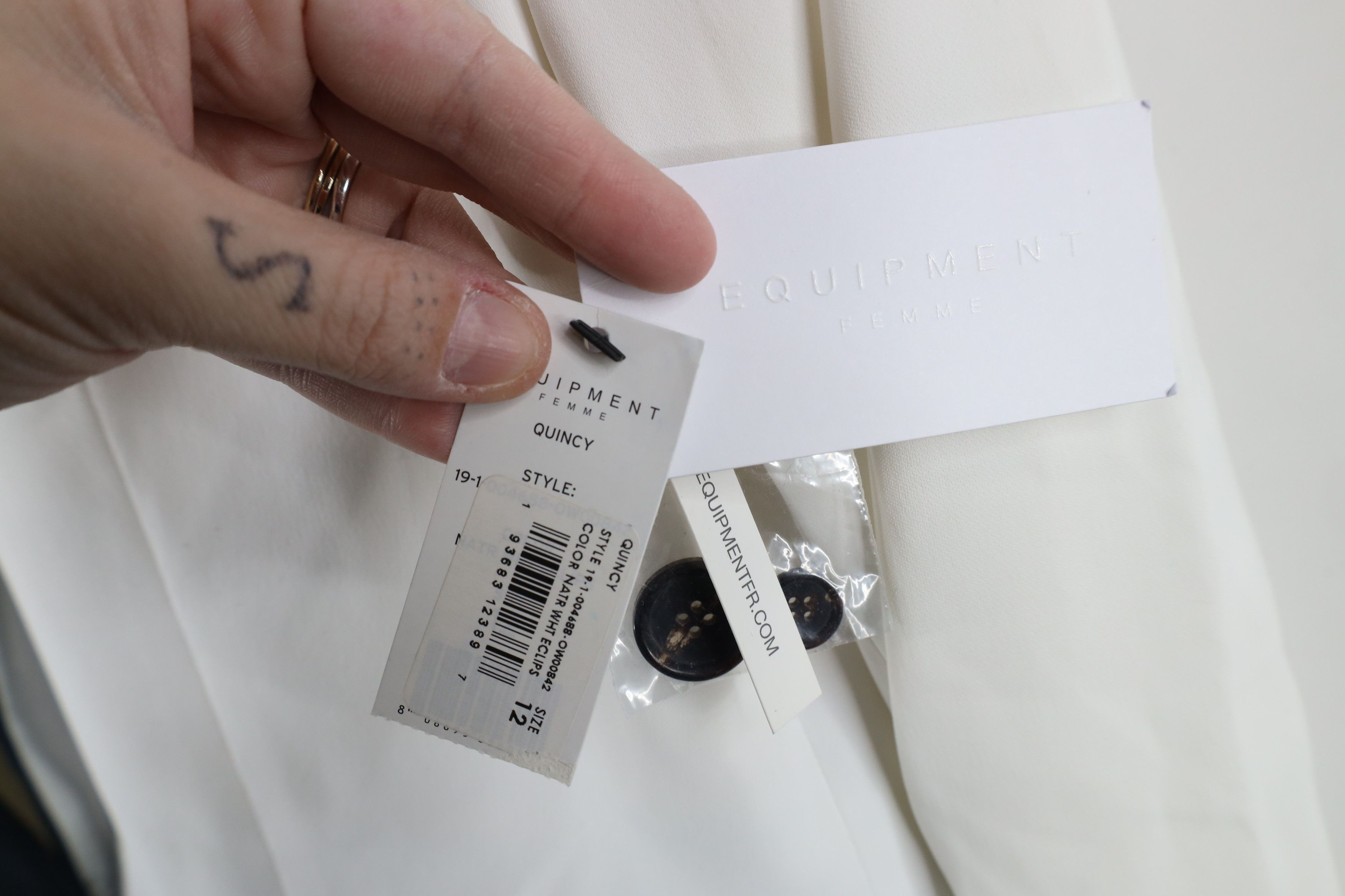 Equipment × Vintage New Equipment Femme Depuis One Button Blazer Jacket White Size XL / US 12-14 / IT 48-50 - 5 Thumbnail