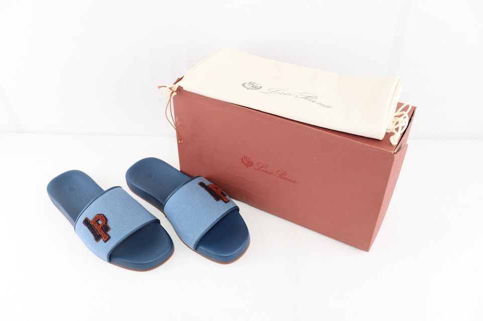 image of Loro Piana O1Rshd1 Lp College Walk Sea-Slide In Blue, Men's (Size 9)