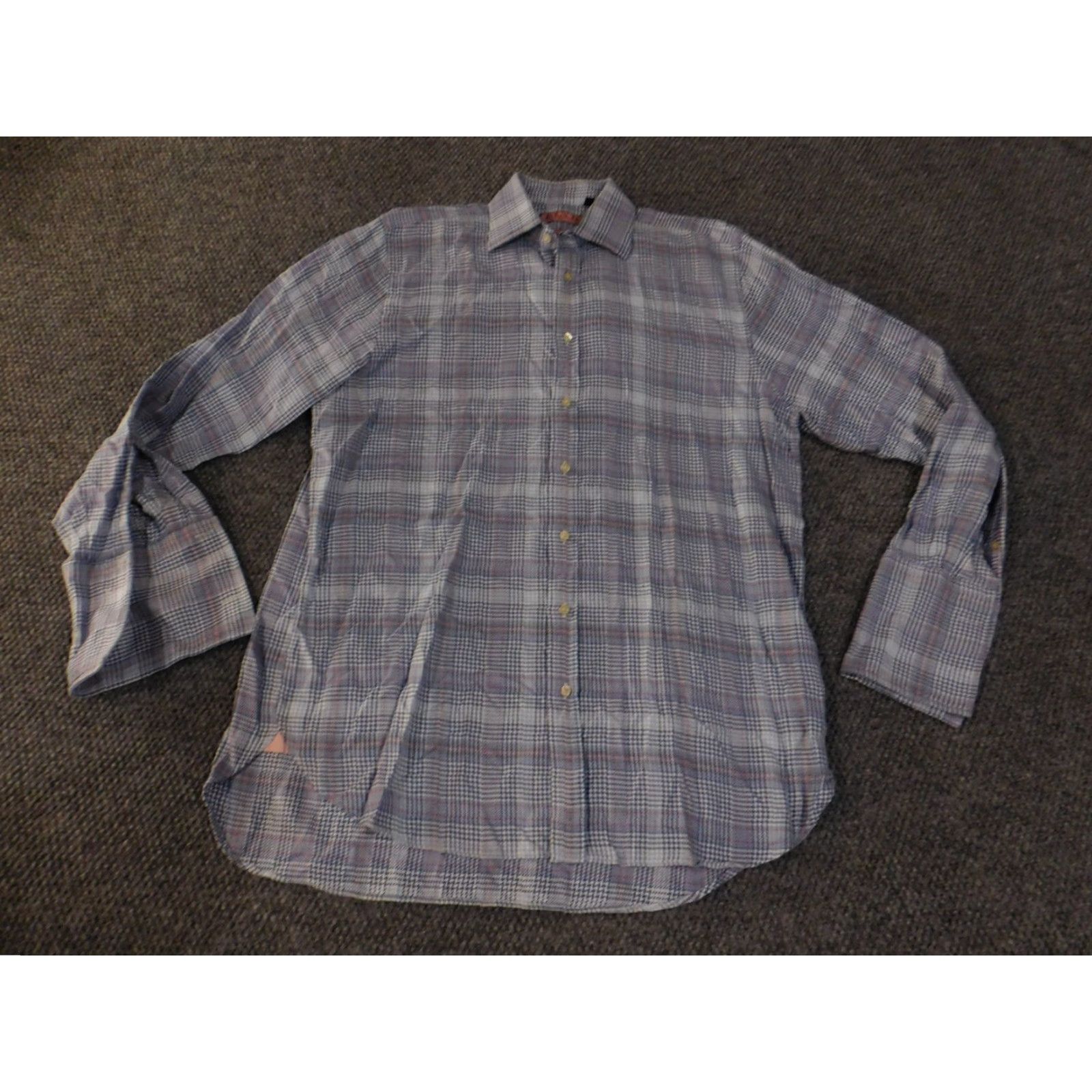 Pinko Thomas Pink dress shirt Mens 16.5 Blue plaid Prestige business casual Shirt Mens Blue Plaid 16.5 Button-Down French Cuff Knit Cotton Size US XL / EU 56 / 4 - 3 Thumbnail