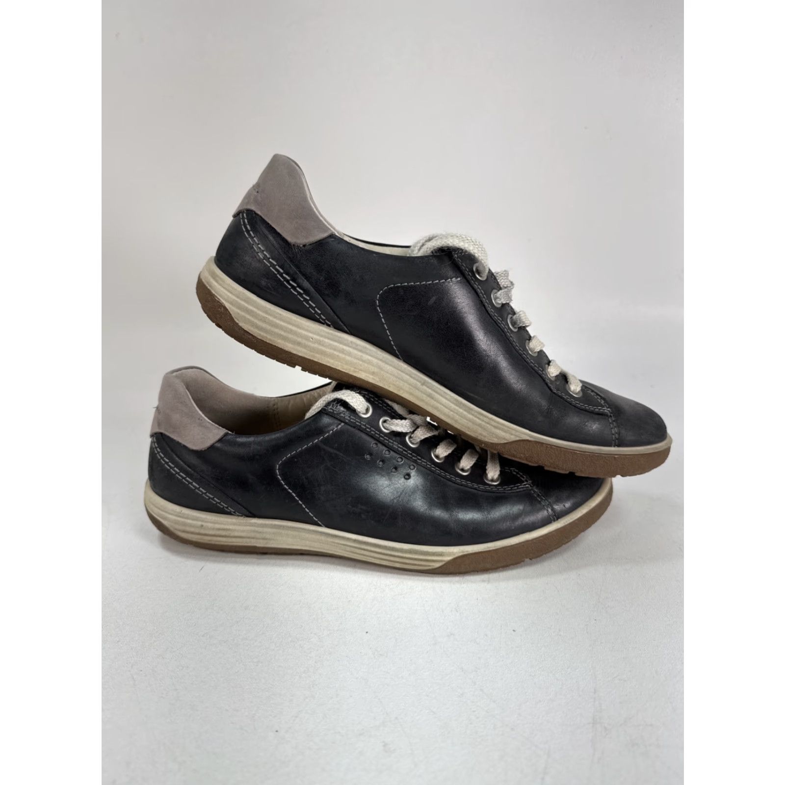 Ecco ECCO Sneakers Women's Size 10 41EU Leather Blue Low Top Casual City Street Walking Shoes Slip-on Lace Up Comfort Cushioned Size US 10 / IT 40 - 3 Thumbnail