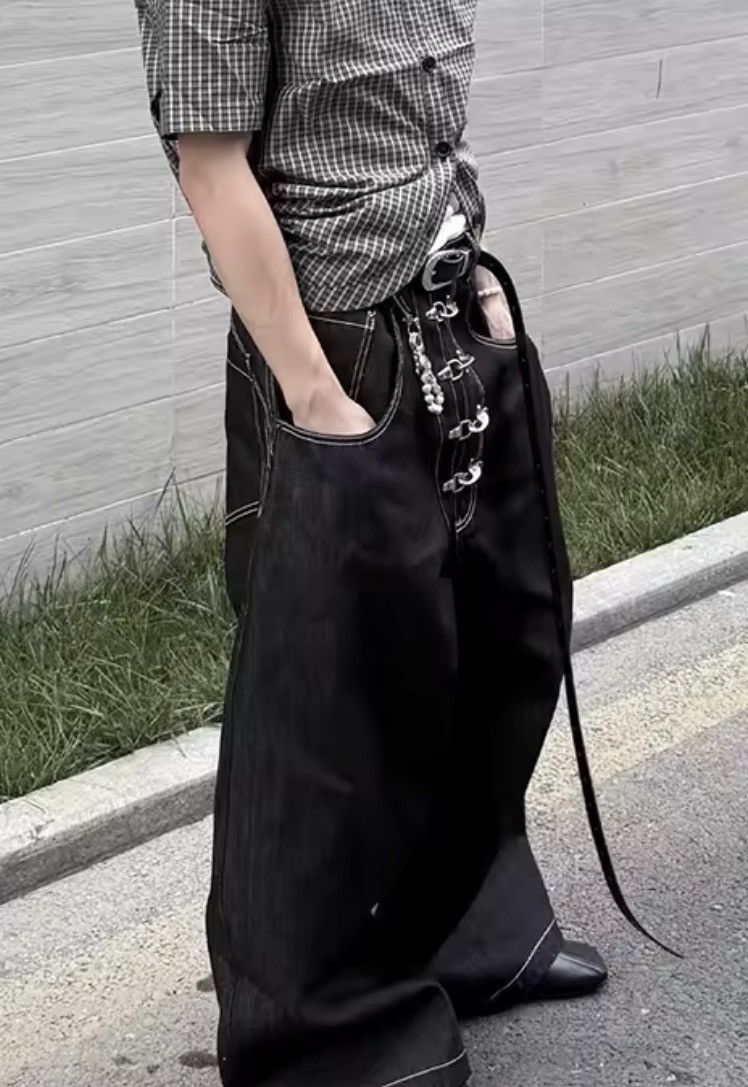 Japanese Brand Black Gothic Y2k Oversize Denim Pant Size US 30 / EU 46 - 1 Thumbnail
