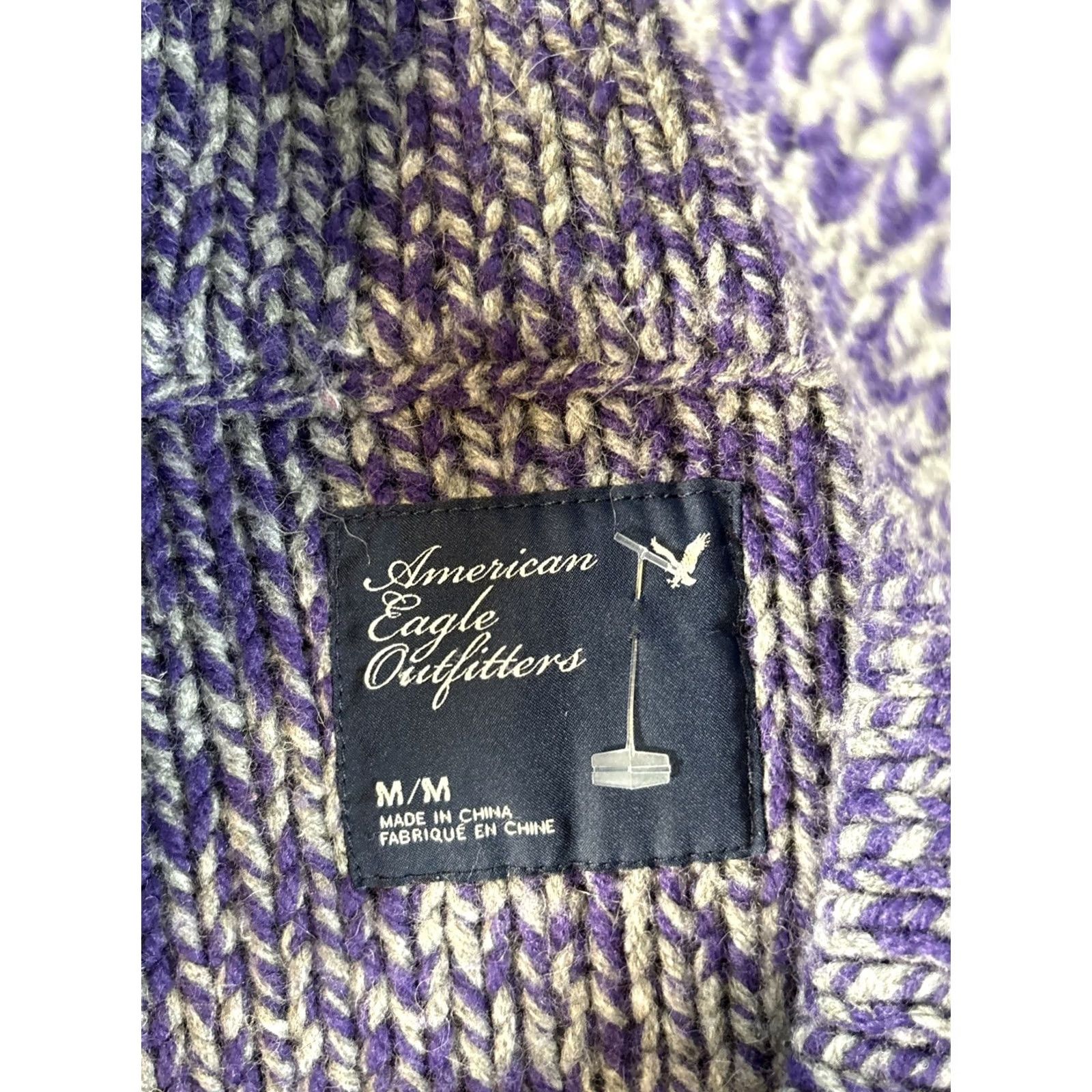 American Eagle Outfitters VINTAGE American Eagle Outfitters Cardigan Sweater Purple Wool Knit M Womens 90s Y2K Shirt/ Sweater Size M / US 6-8 / IT 42-44 - 4 Thumbnail