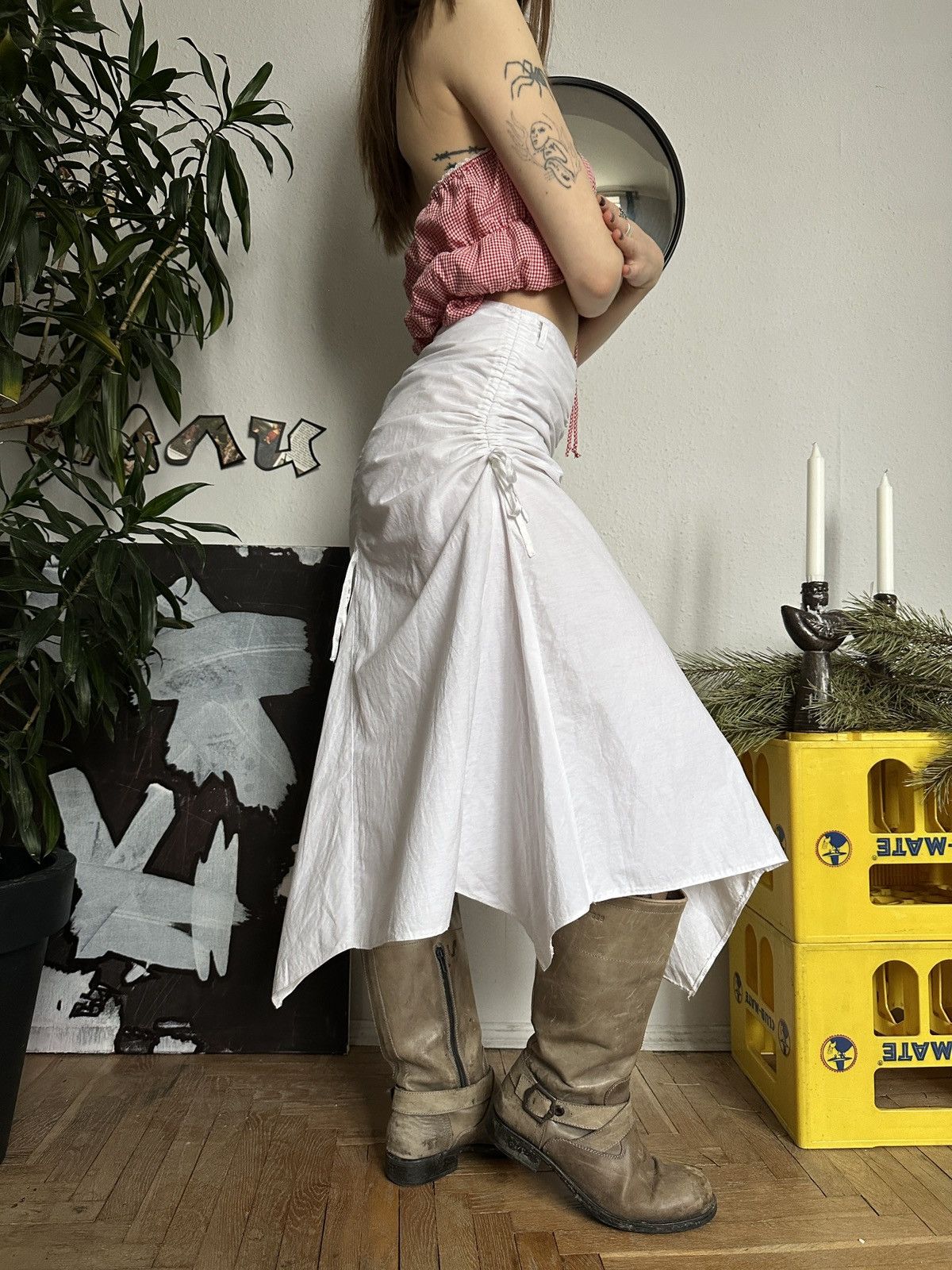 Japanese Brand × Seditionaries Crinkled Ruffle Fairy Core Bohemian Style Midi Skirt Size 28" / US 6 / IT 42 - 5 Thumbnail
